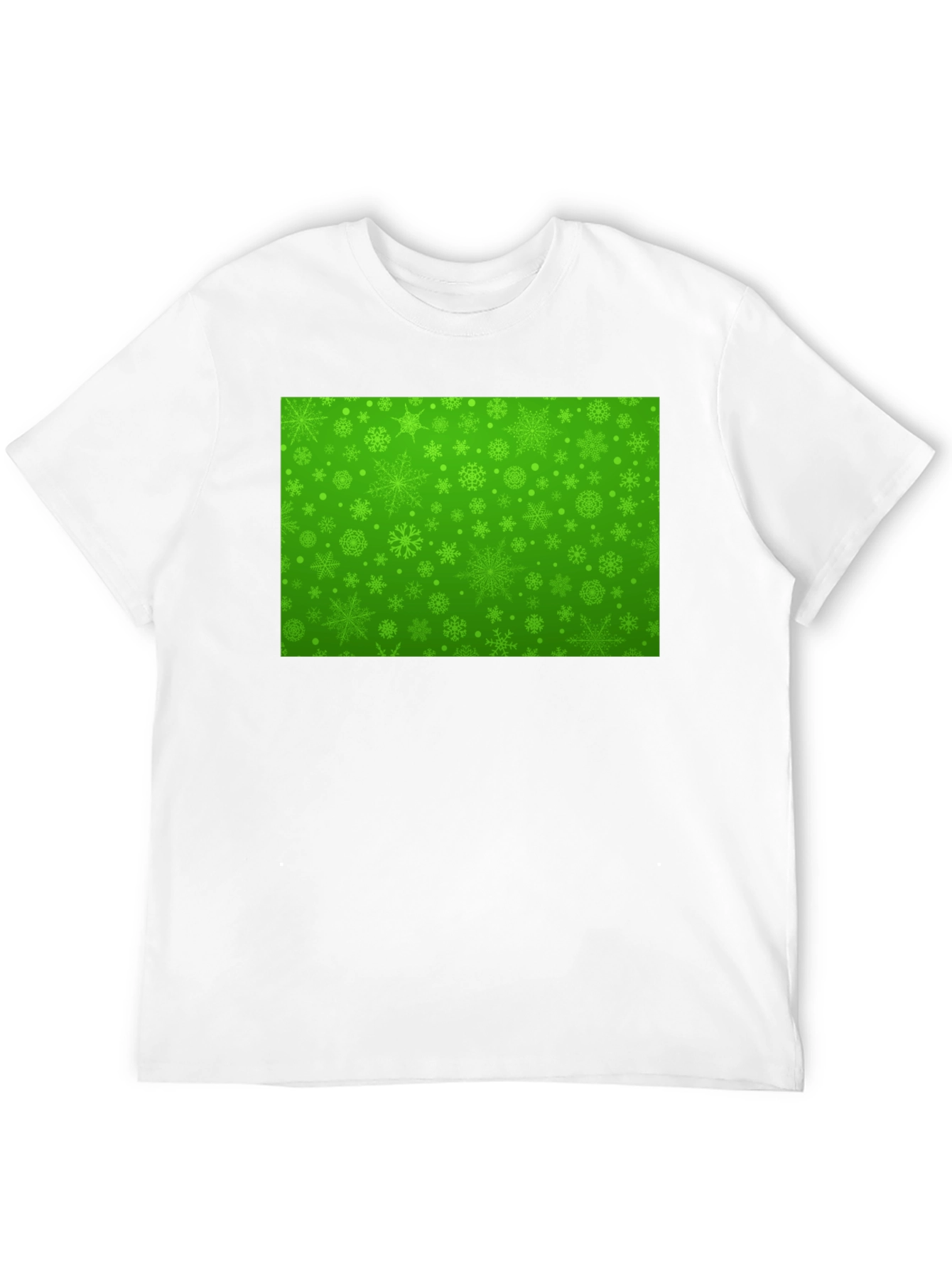 Black Green Snowflake Pattern Black T-Shirt view 12