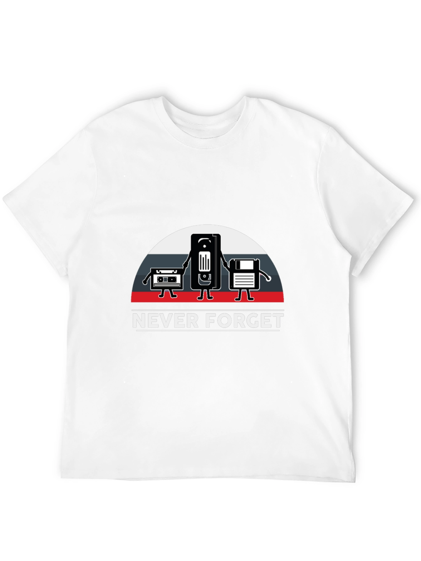 Black Retro Tech T-Shirt - 'Never Forget' Design view 12