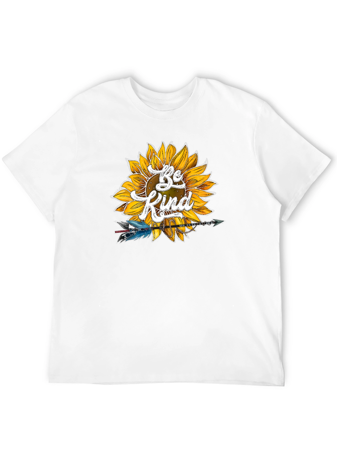 Be Kind Sunflower Graphic Tee - Soft Black Shirt - 12