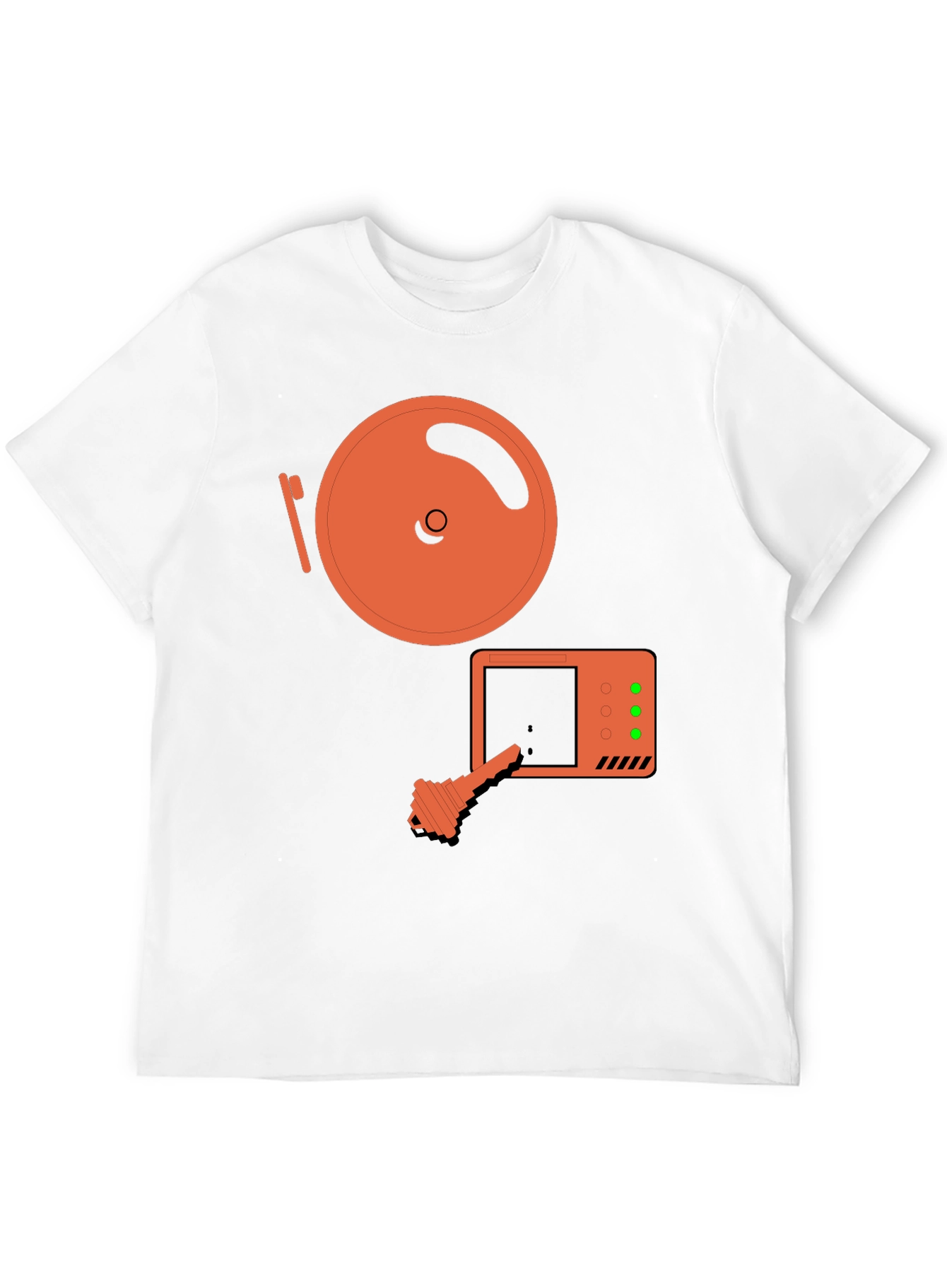 Retro Tech T-Shirt: Vintage Disk & Key Design - 12