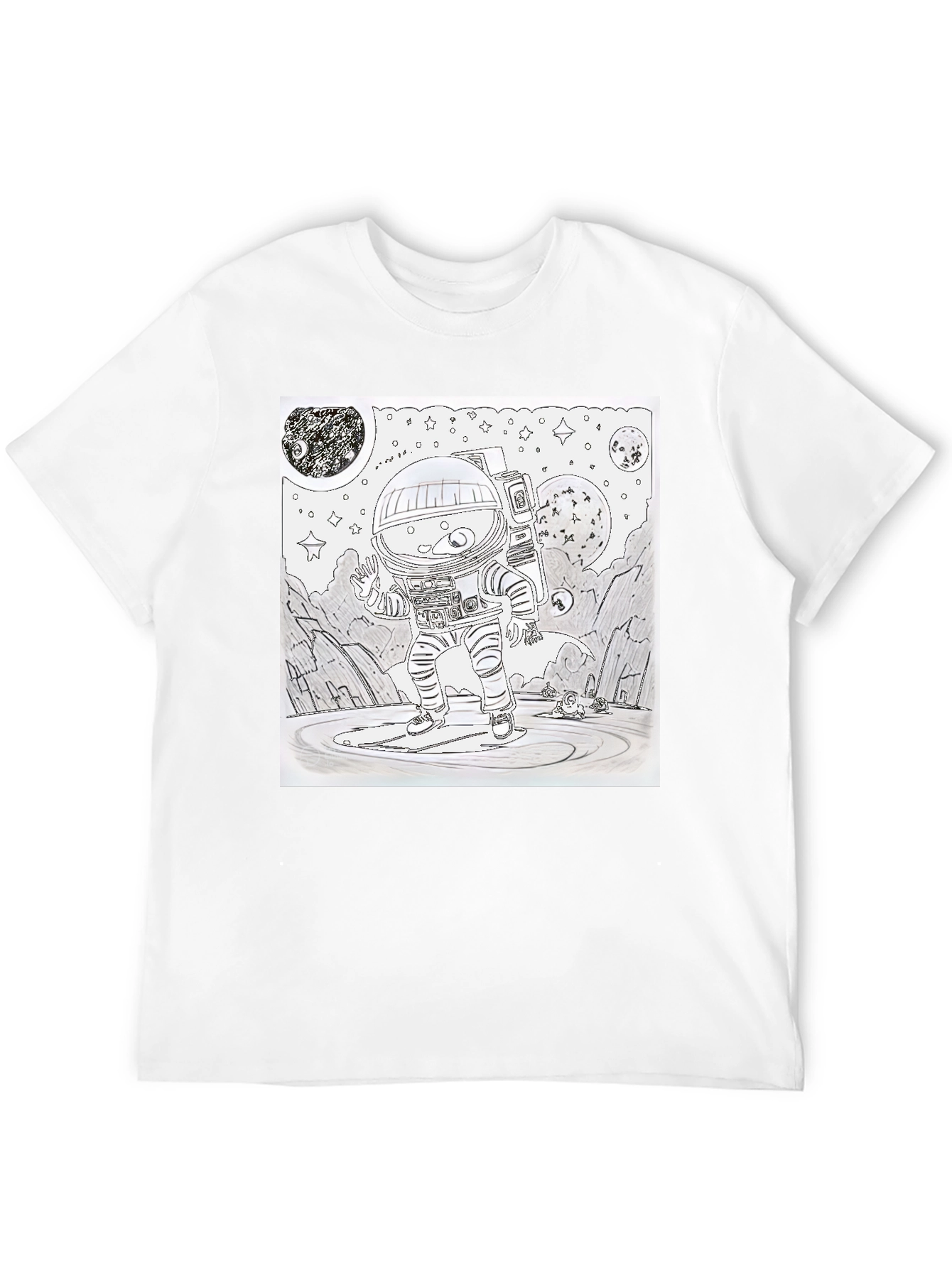 Black Astronaut Graphic T-Shirt - Space Explorer Design view 12