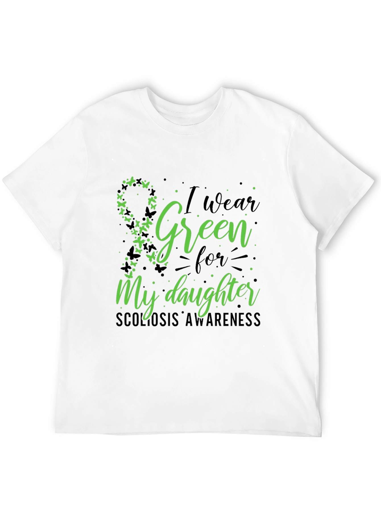 Black Green Scoliosis Awareness T-Shirt view 12