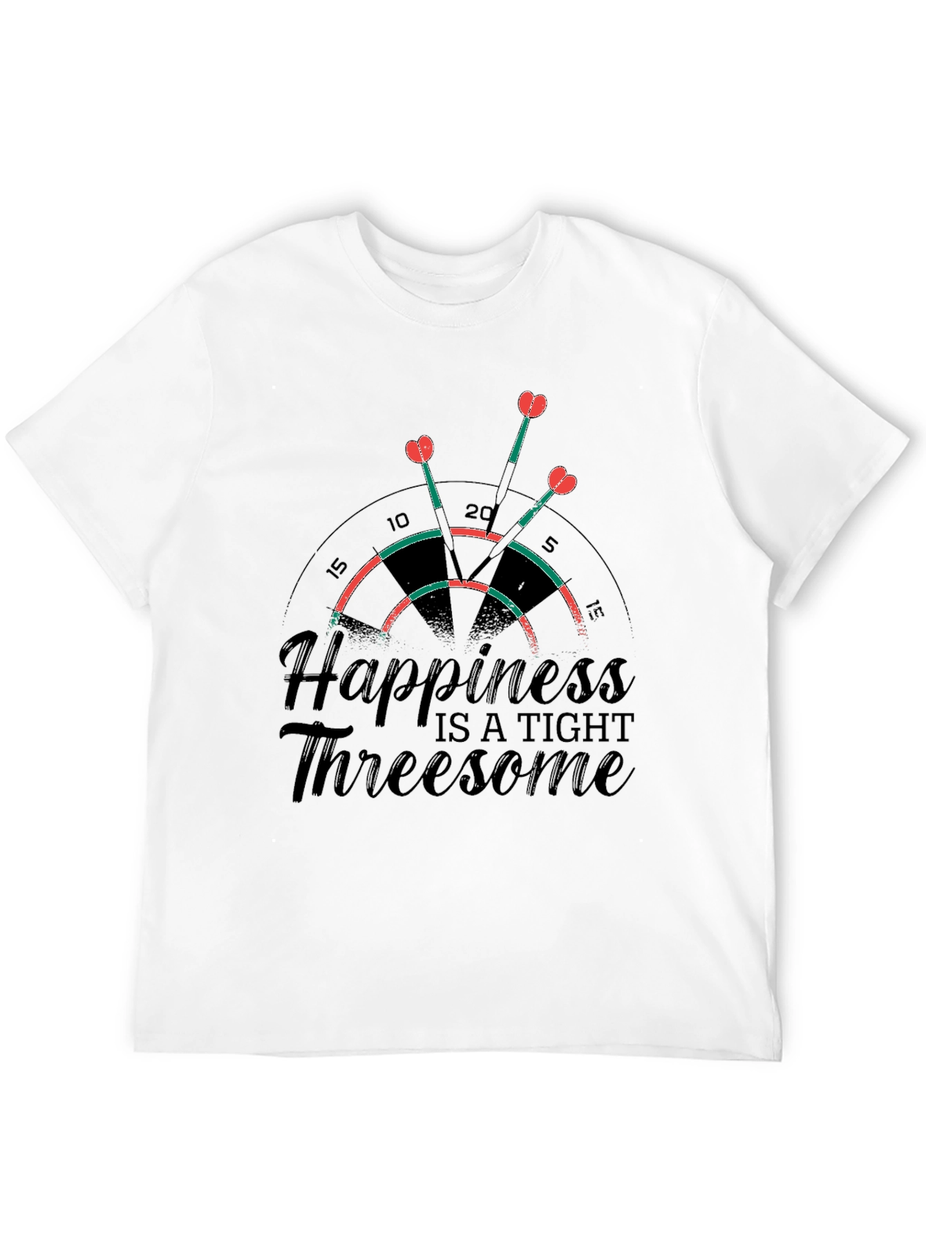 Black Happiness Threesome Dartboard T-Shirt view 12