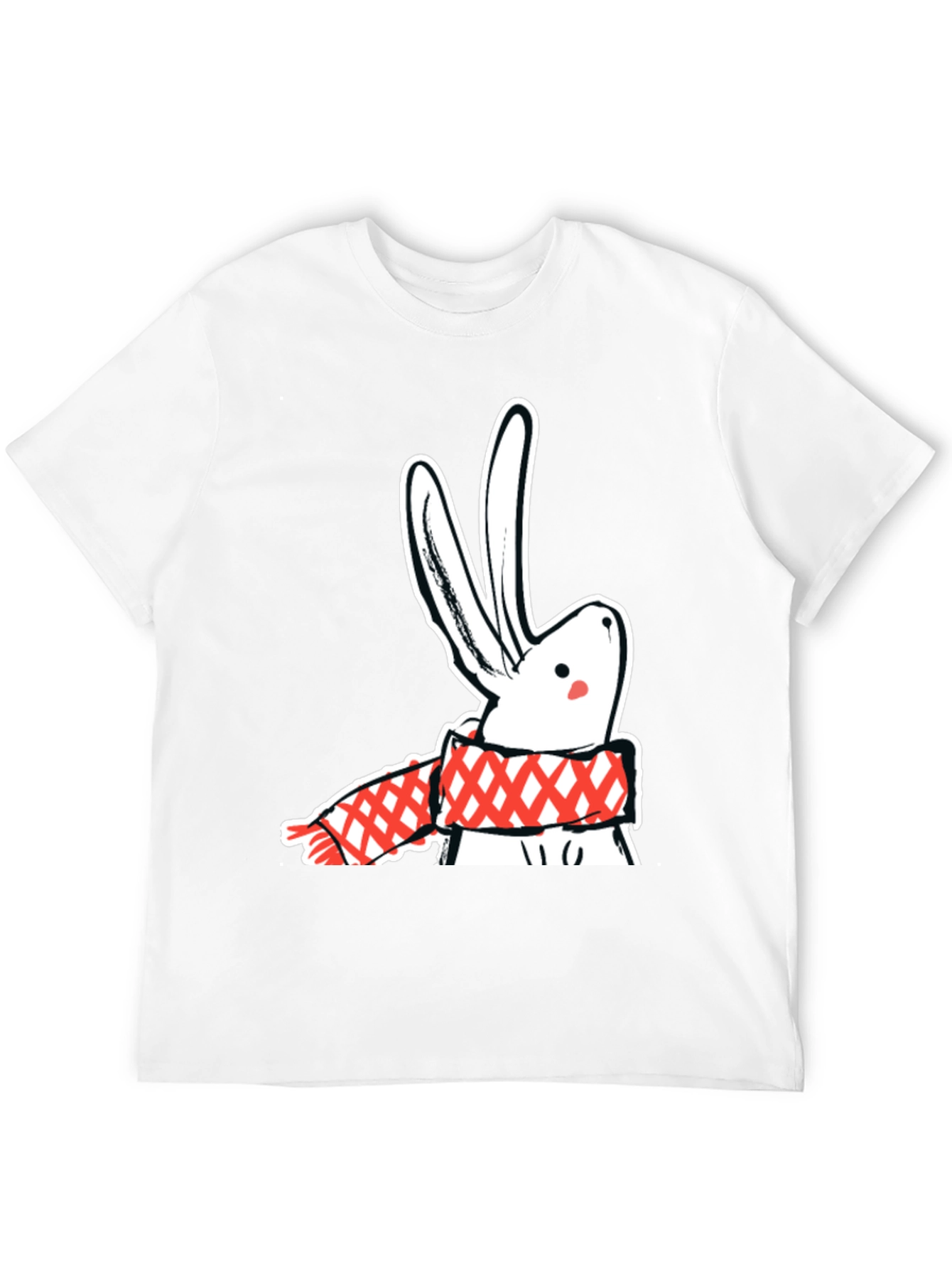 Black Black T-Shirt with Rabbit & Scarf Graphic view 12