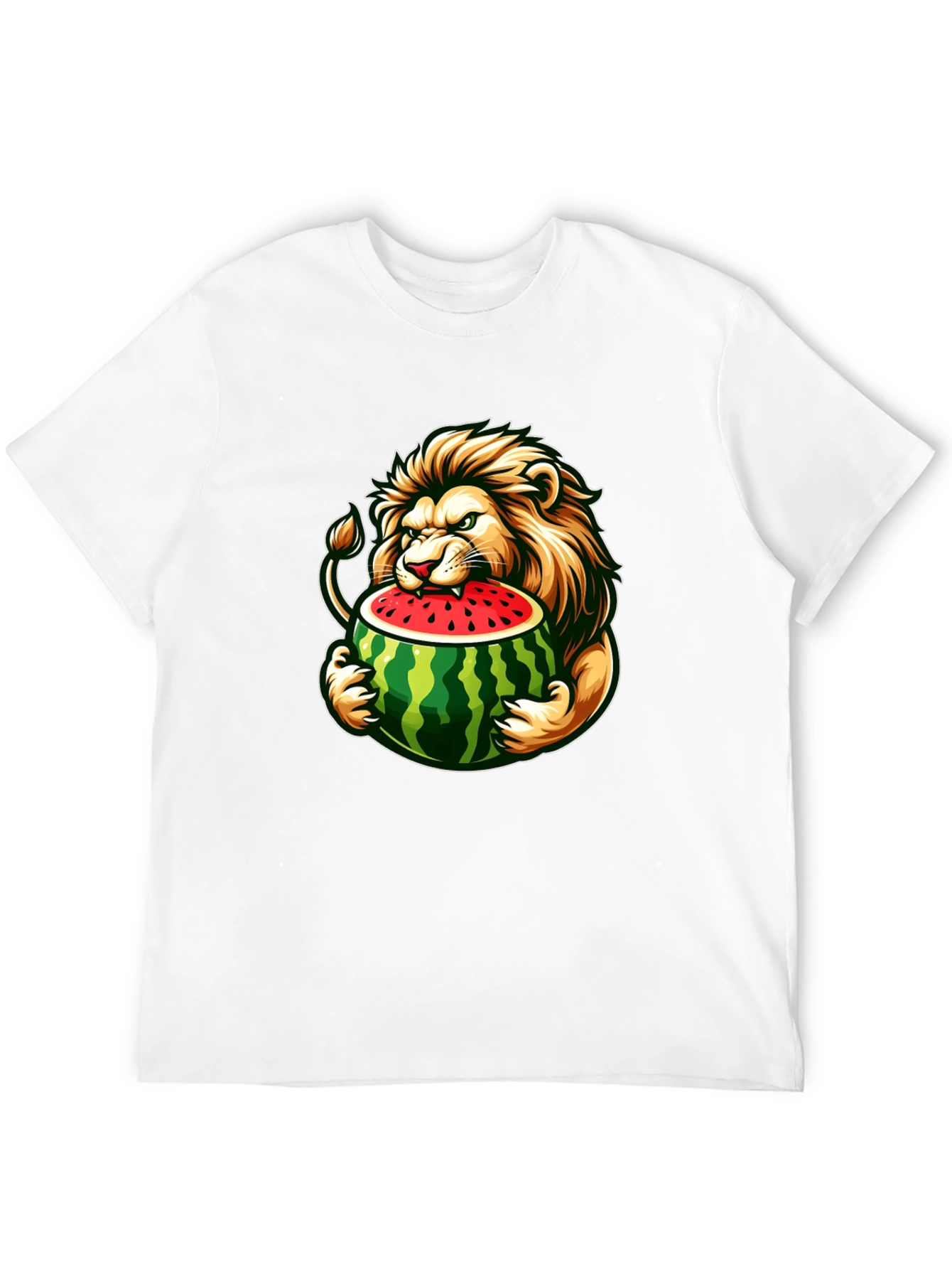 Black Lion Eating Watermelon Graphic Tee view 12