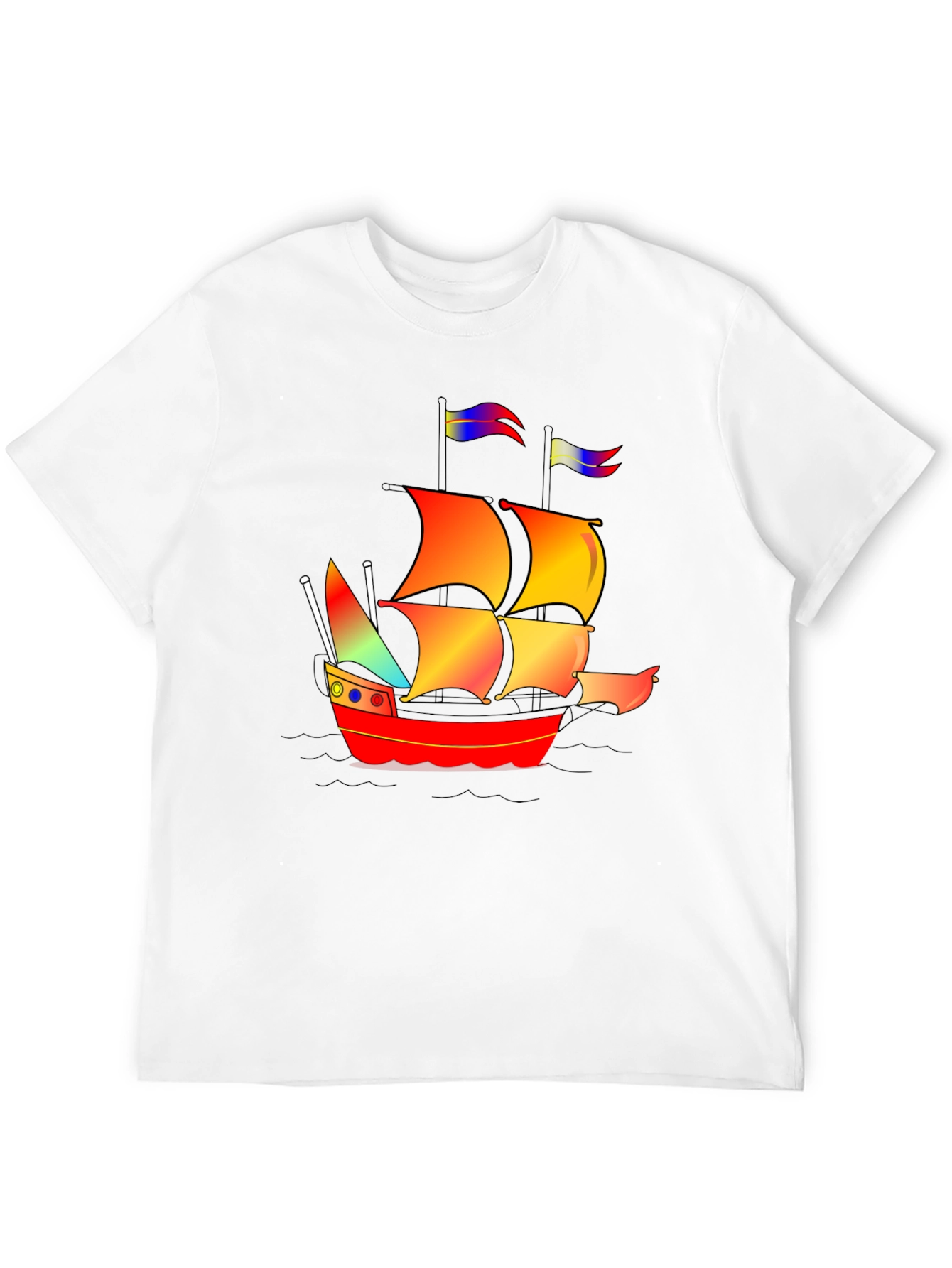 Black Colorful Pirate Ship Graphic Tee view 12
