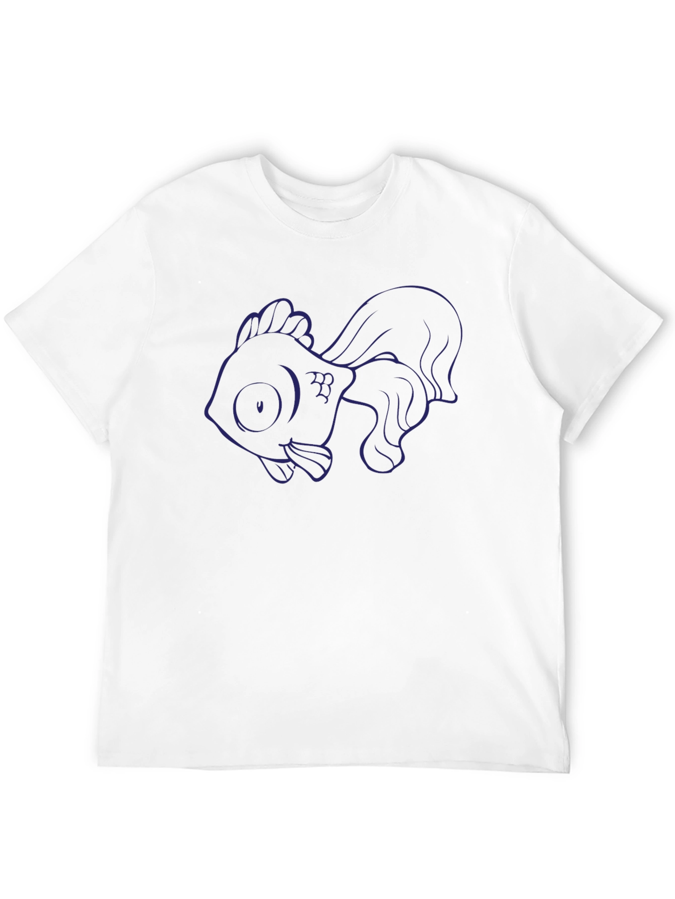 Black Goldfish Outline Black Graphic Tee view 12