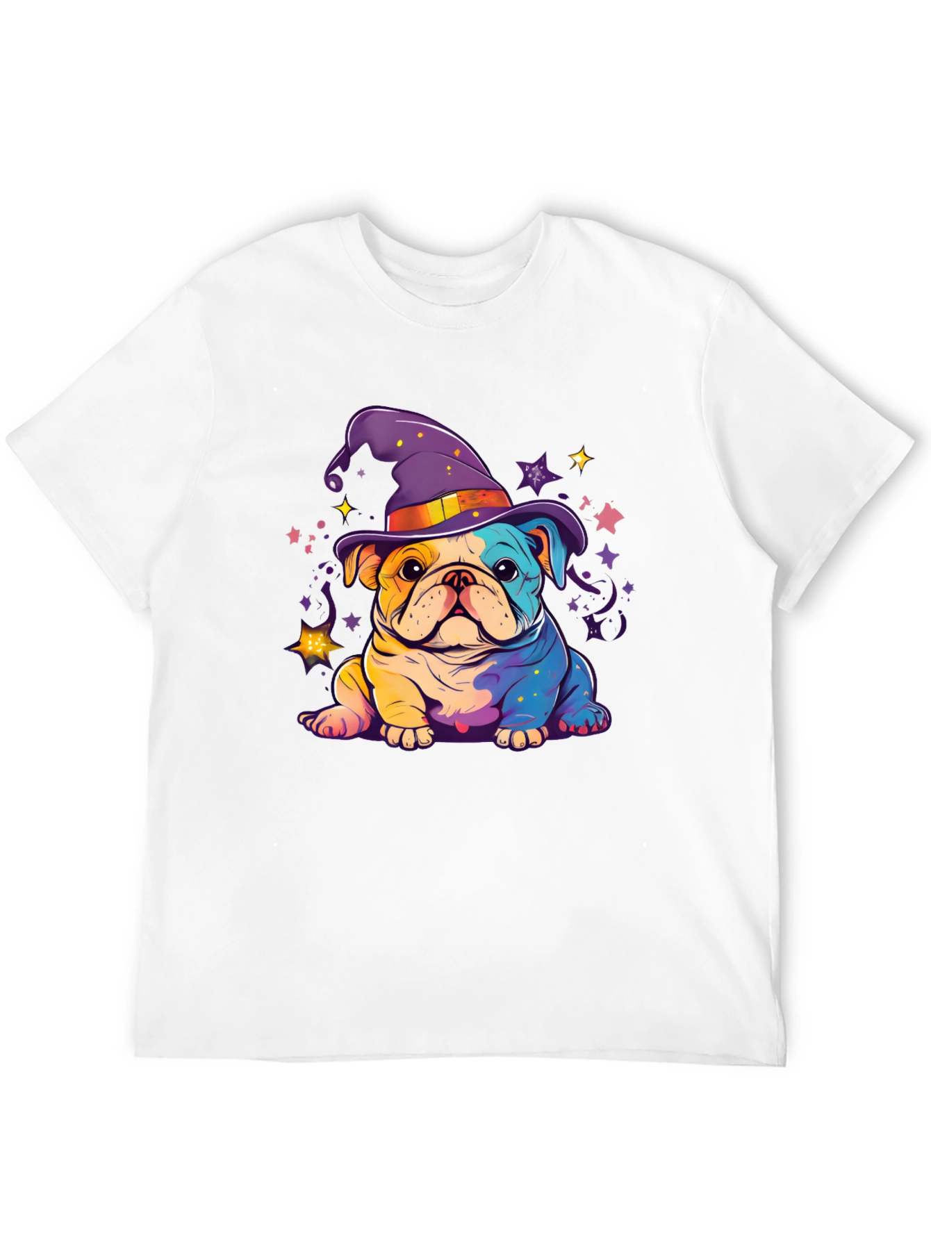 Black Bulldog Witch Hat T-Shirt view 12