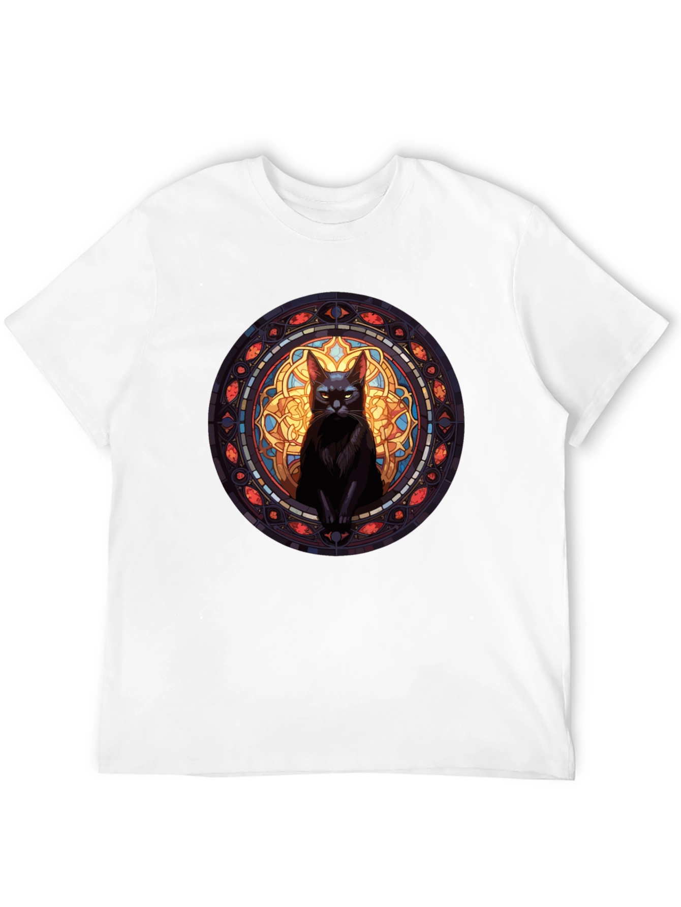 Black Stained Glass Cat Graphic Tee view 12