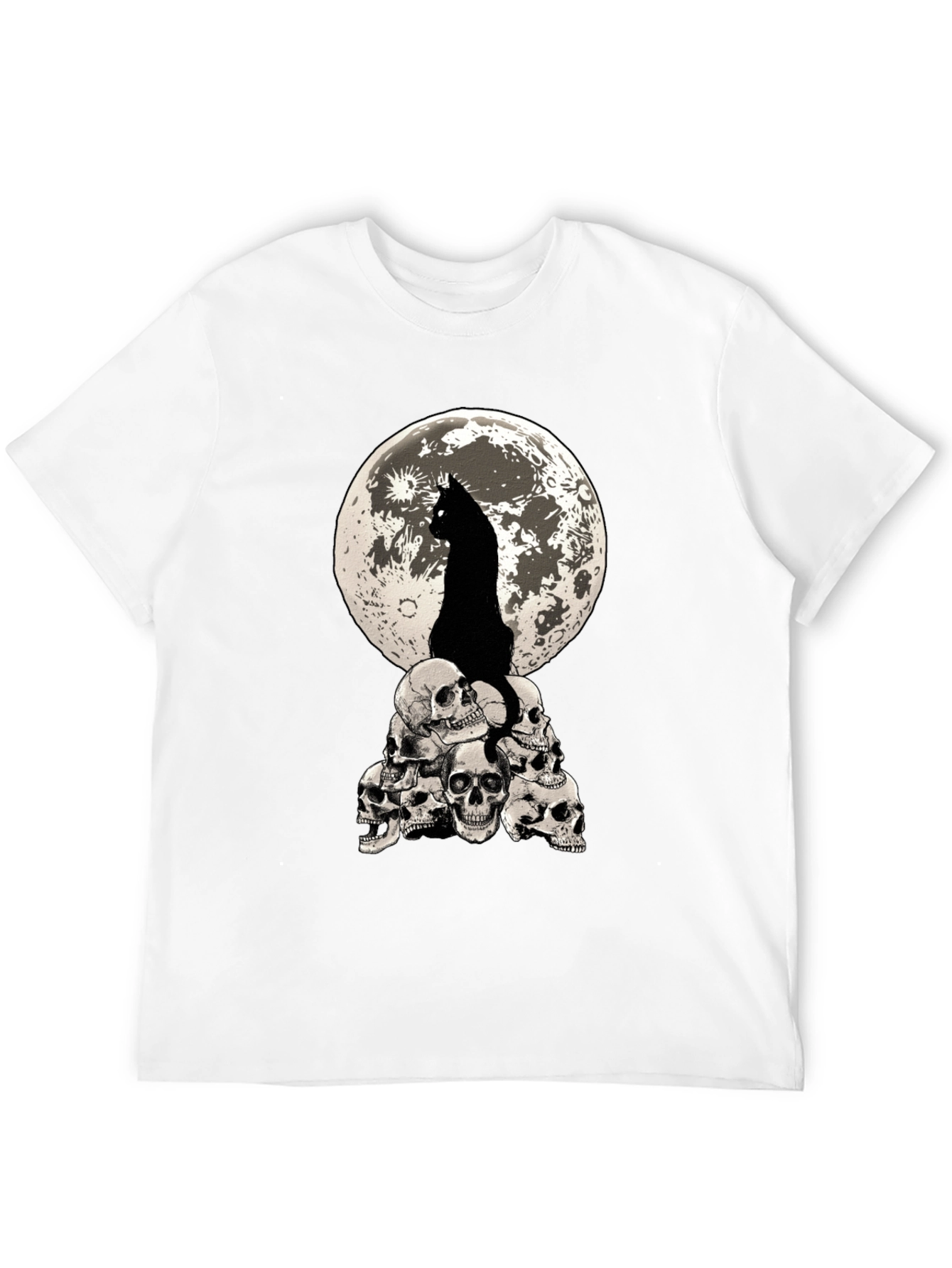 Black Cat Moon Skulls Graphic Tee view 12