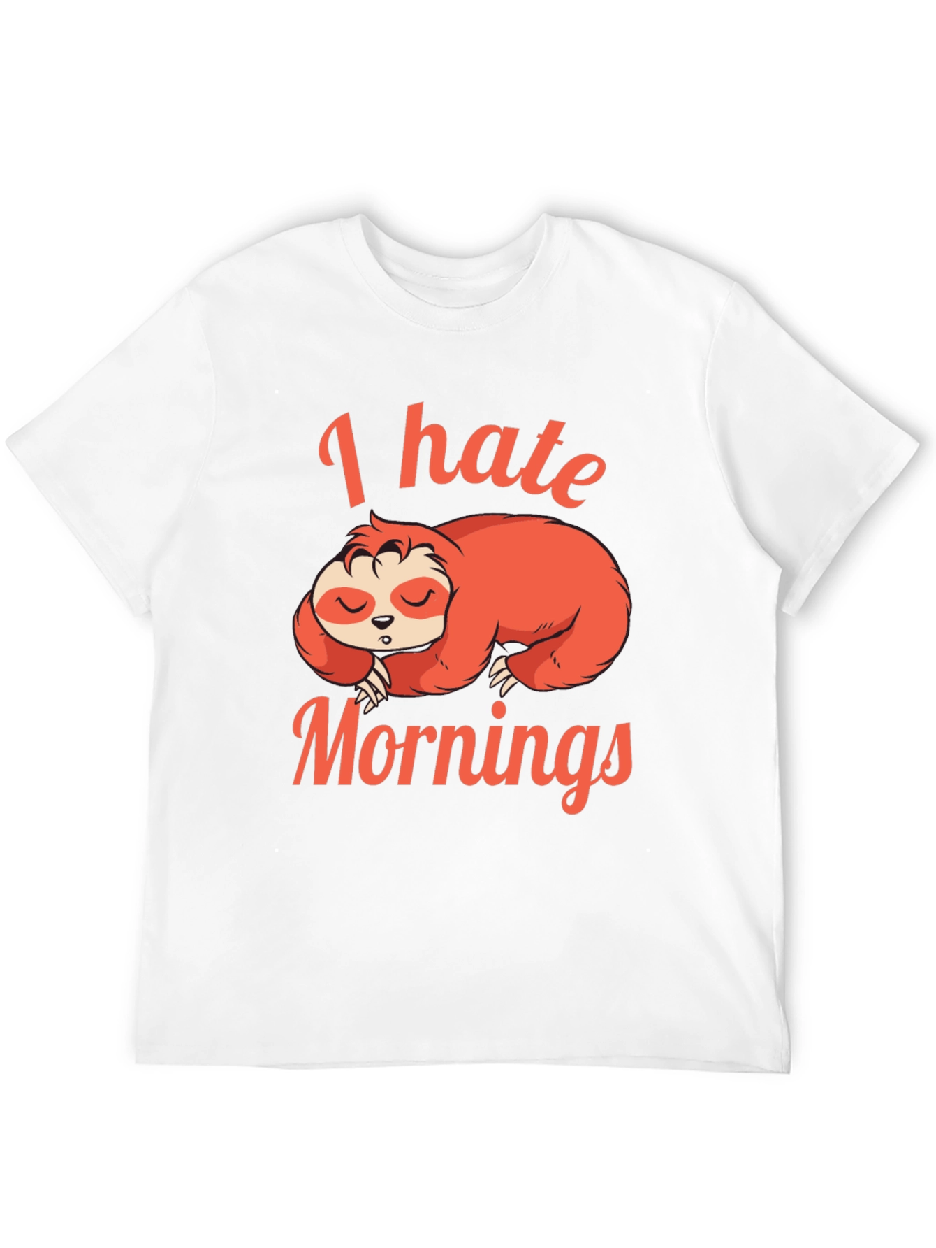 Black I Hate Mornings Sloth Graphic T-Shirt view 12
