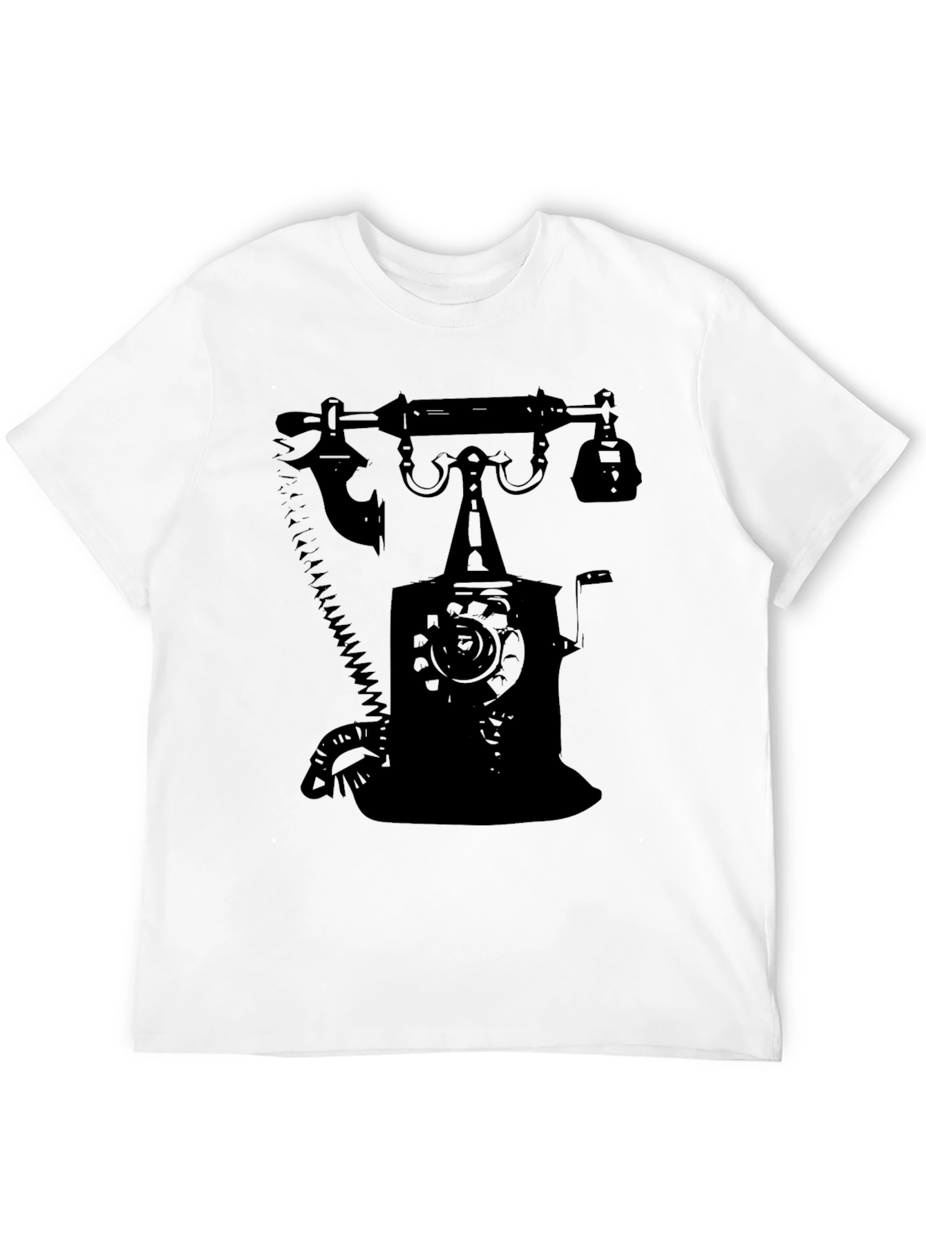 Black Retro Rotary Phone Graphic T-Shirt - Classic Design view 12