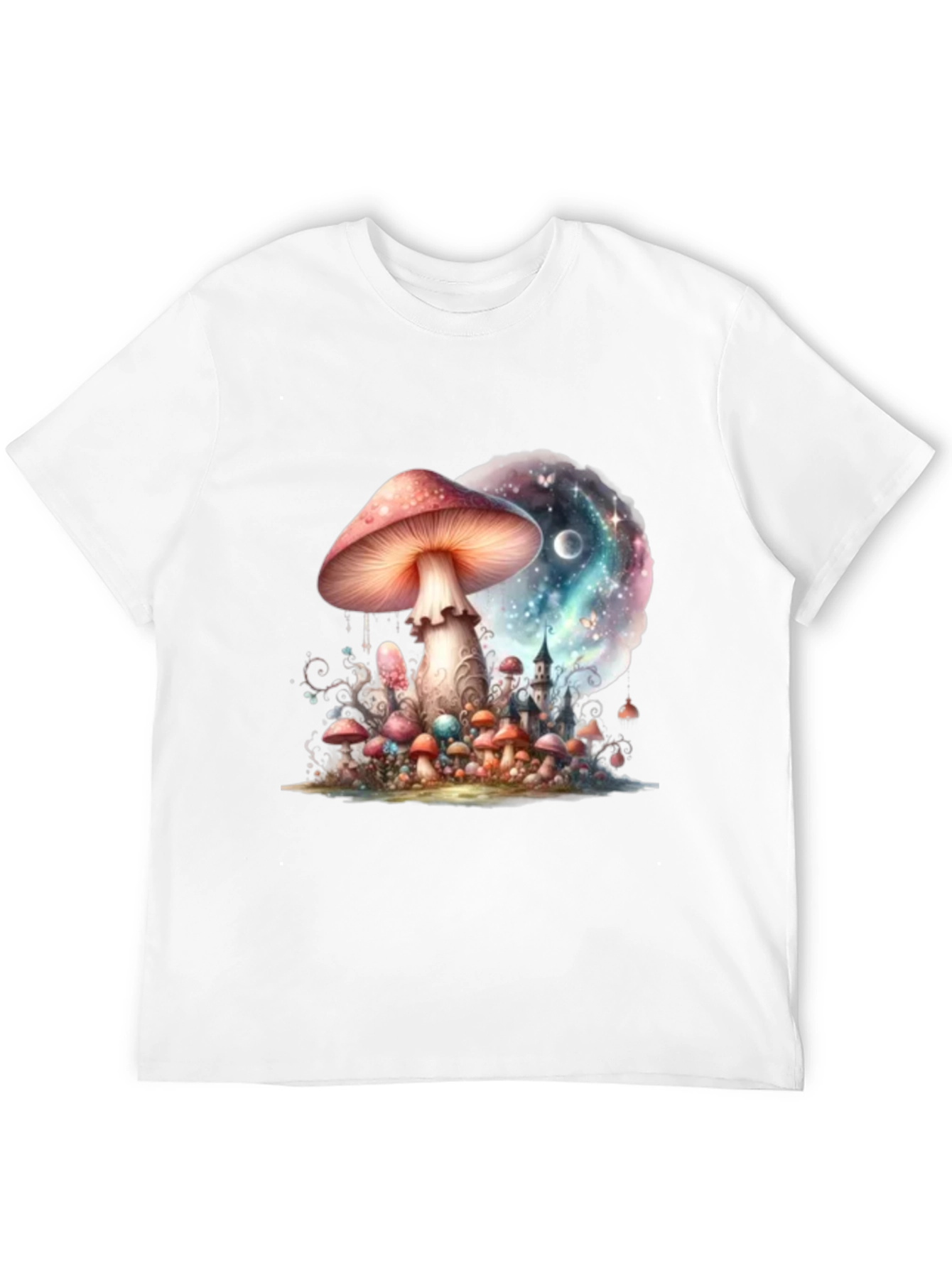 Black Mushroom Galaxy Graphic Tee - Fantasy Design view 12