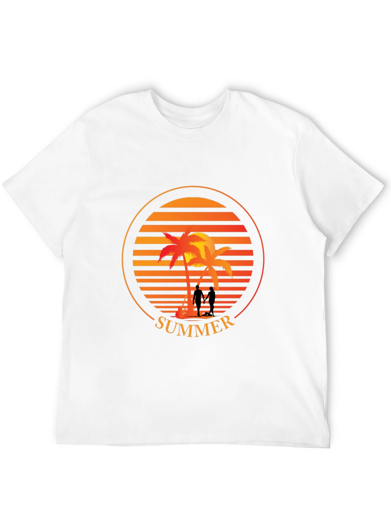 Black Summer Palm Tree Sunset Graphic T-Shirt view 12