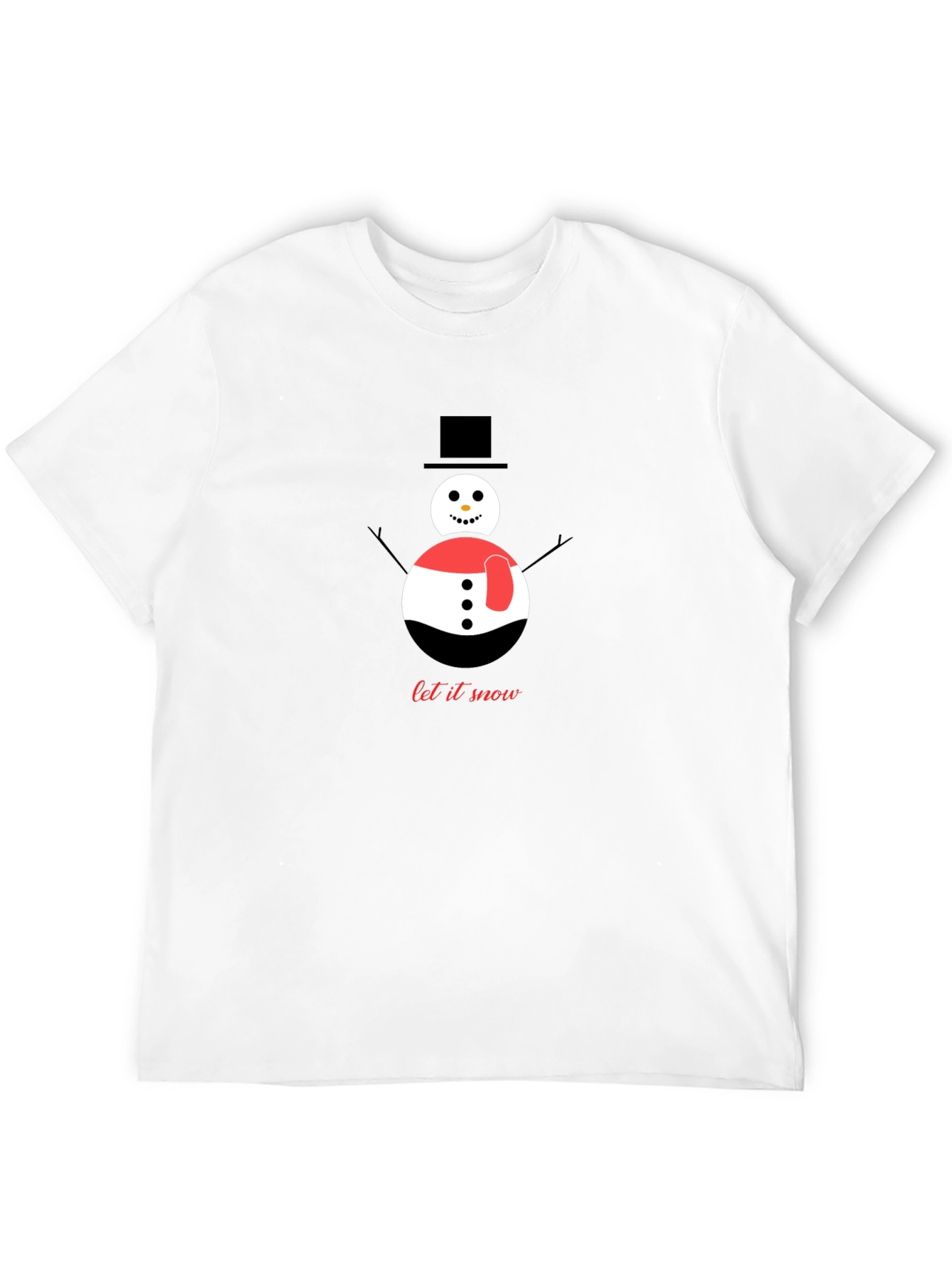 Black Snowman Graphic Tee - "Let It Snow" Winter Holiday Shirt view 12