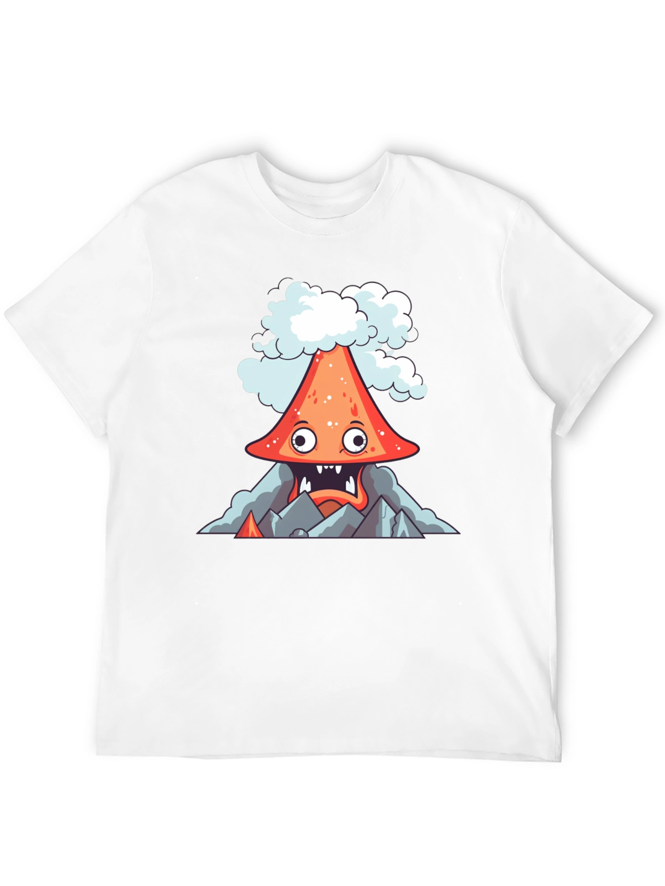 Black Volcano Cartoon Graphic Tee - Black view 12