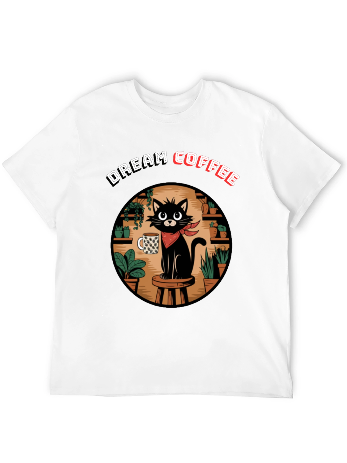 Black Dream Coffee Cat Graphic T-Shirt view 12