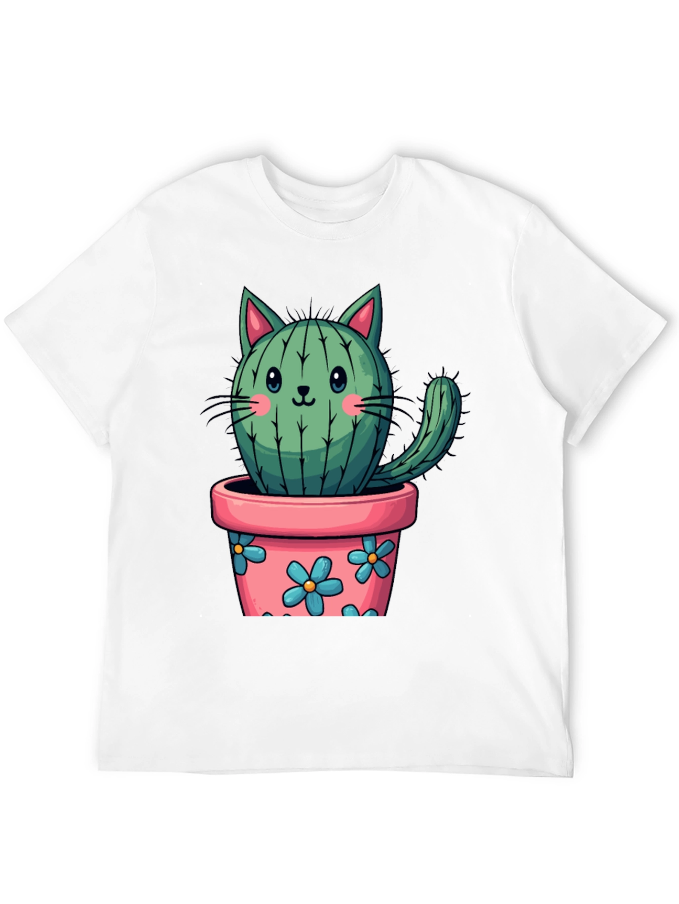 Black Cactus Cat T-Shirt - Potted Plant Kitten Tee view 12