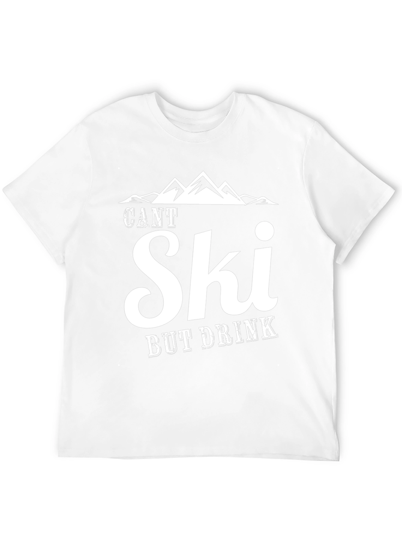 Black Funny Skiing T-Shirt - Can't Ski But Drink Tee view 12