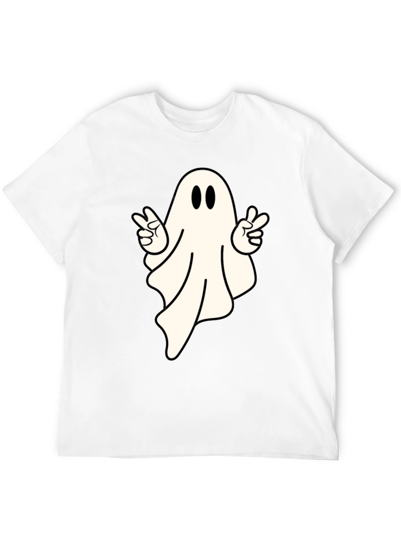 Black Cool Ghost Peace Sign T-Shirt - Spooky Season Apparel view 12