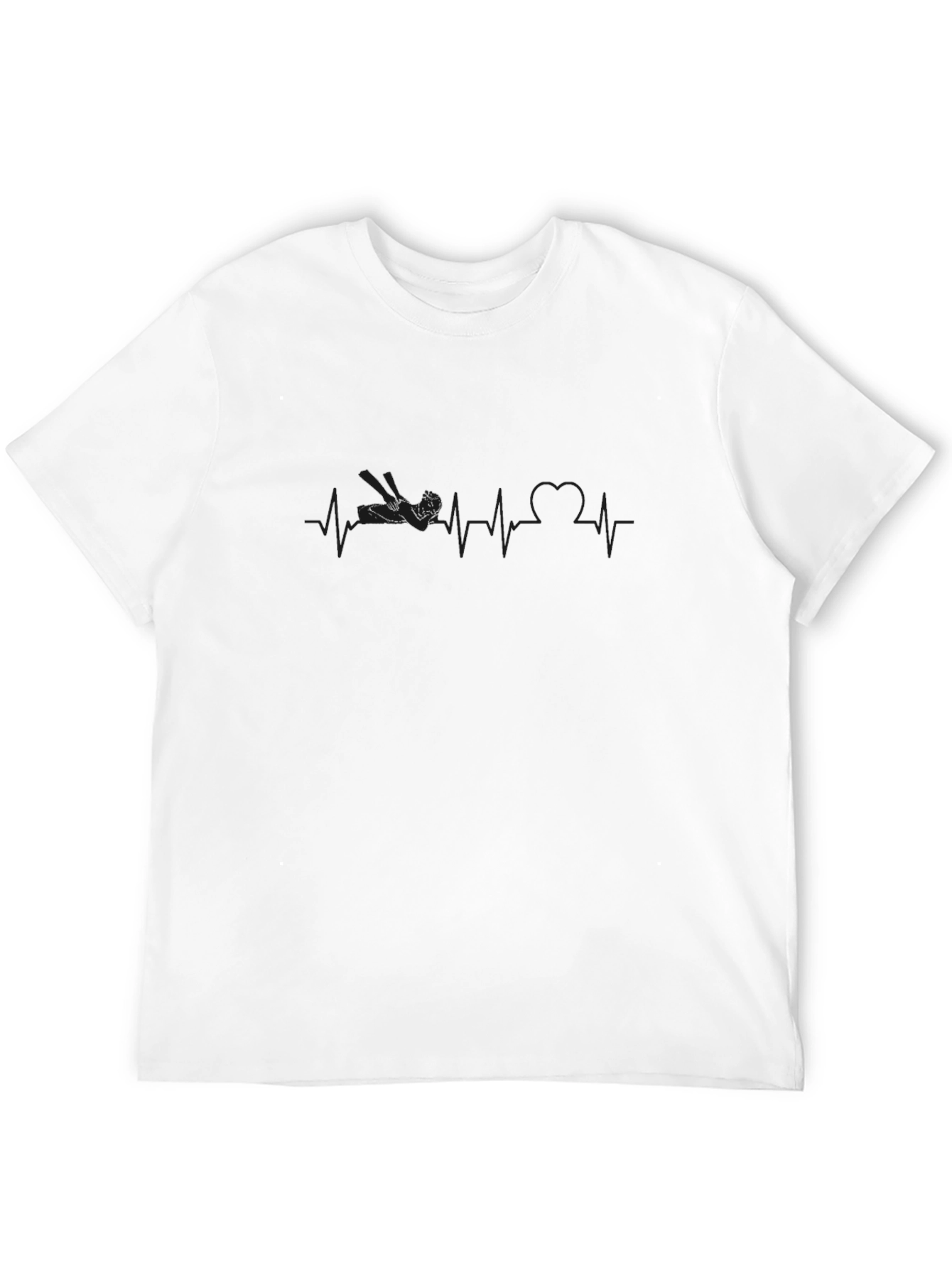 Black Men's Black Graphic Tee - Heartbeat Design view 12