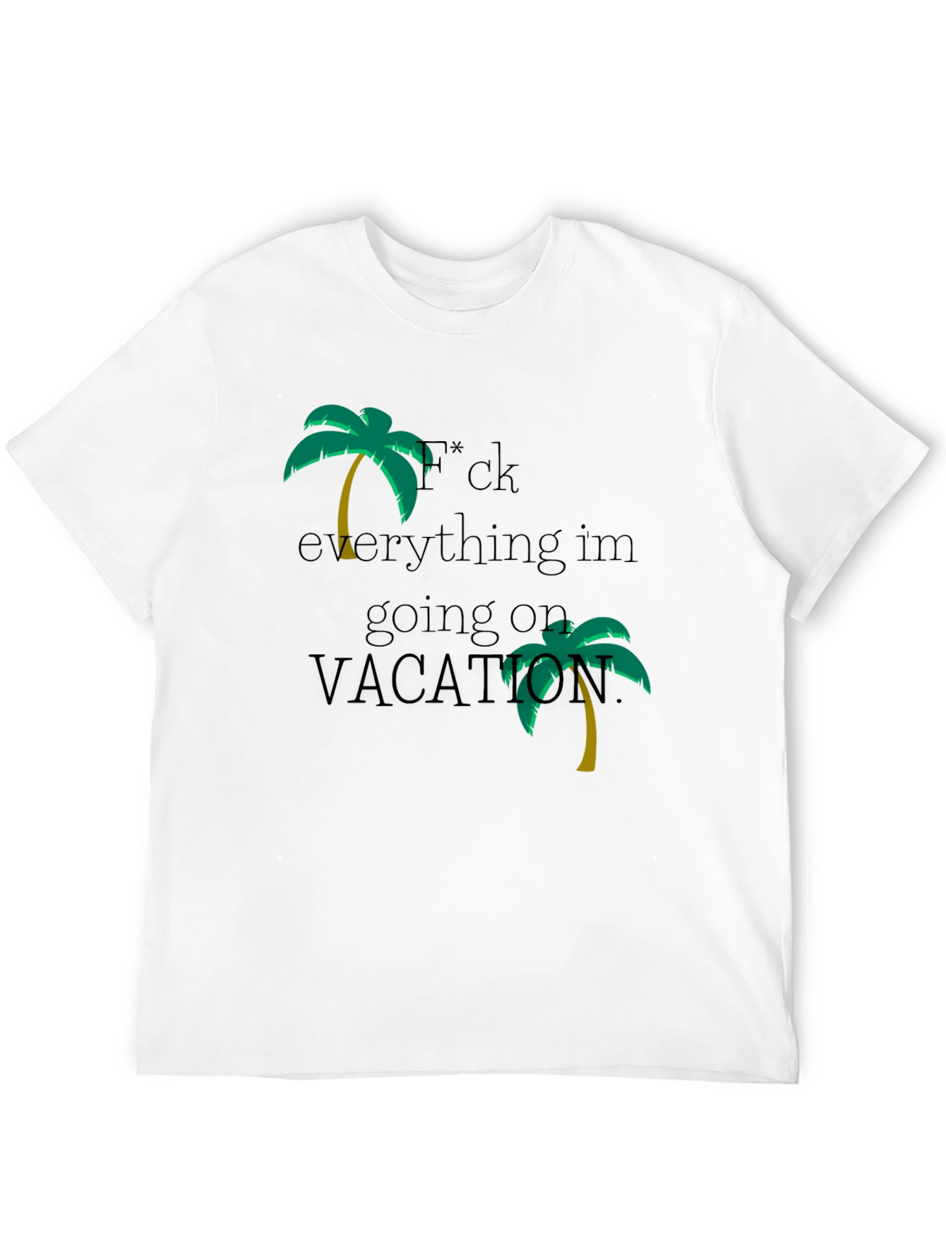 Black Vacation Mode Black T-Shirt - Palm Tree Design view 12