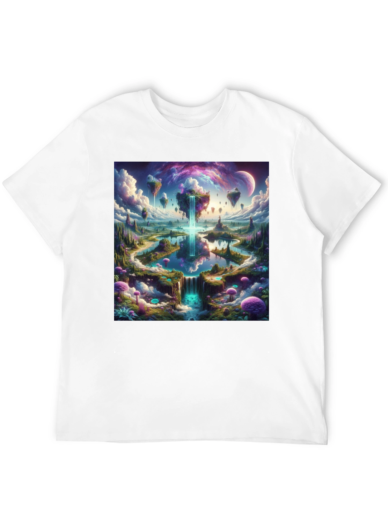 Black Fantasy Landscape Graphic Tee - Black Cotton Blend view 12