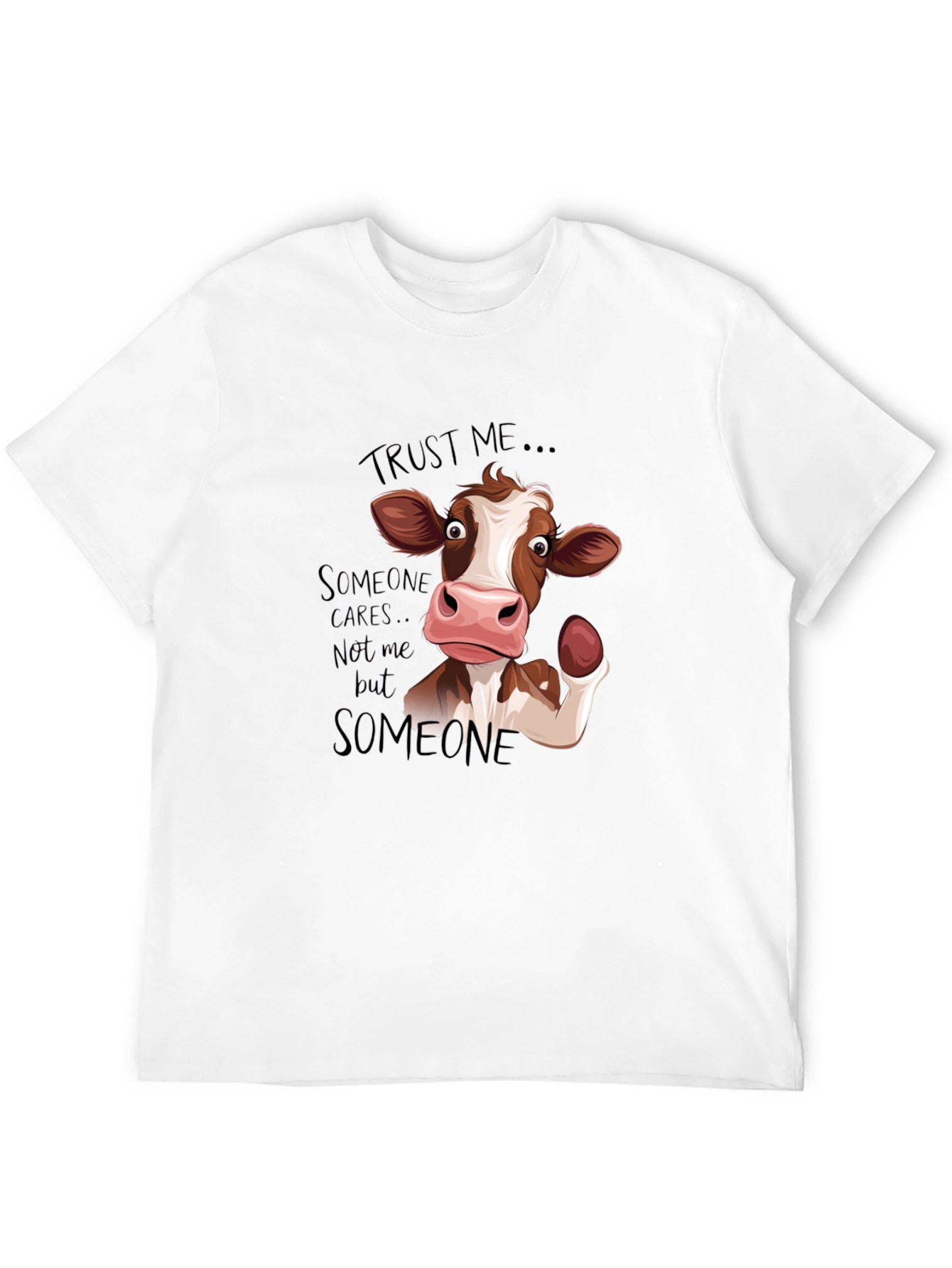 Black Trust Me, Someone Cares Cow Graphic Tee view 12