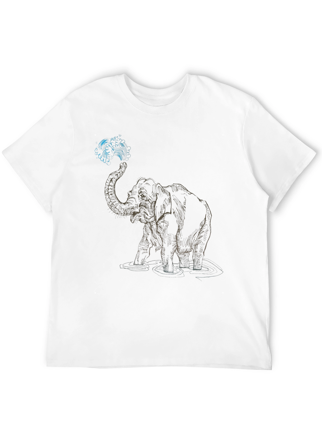 Black Elephant Water Art Graphic T-Shirt view 12