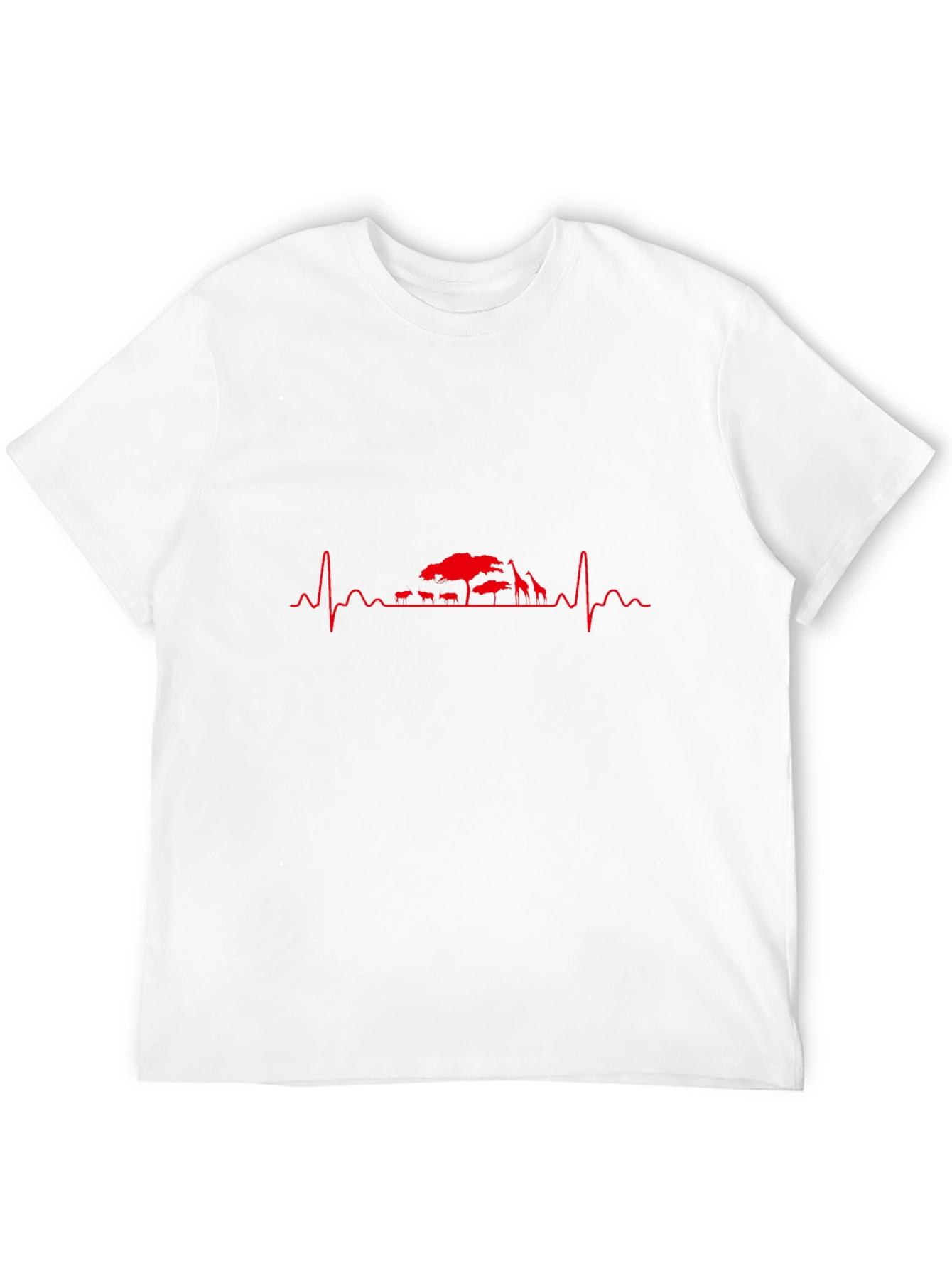 Black Men's Black T-Shirt - Safari Heartbeat Design view 12