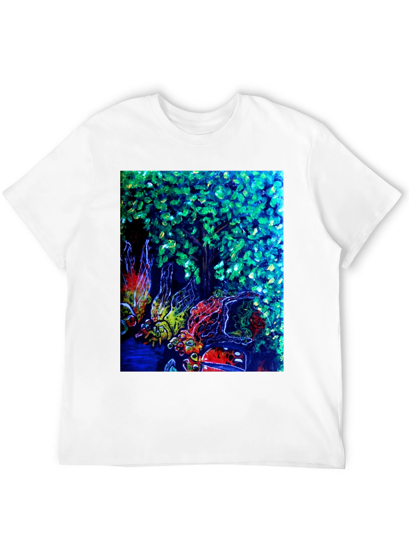 Black Nature Art Graphic Print Black T-Shirt view 12