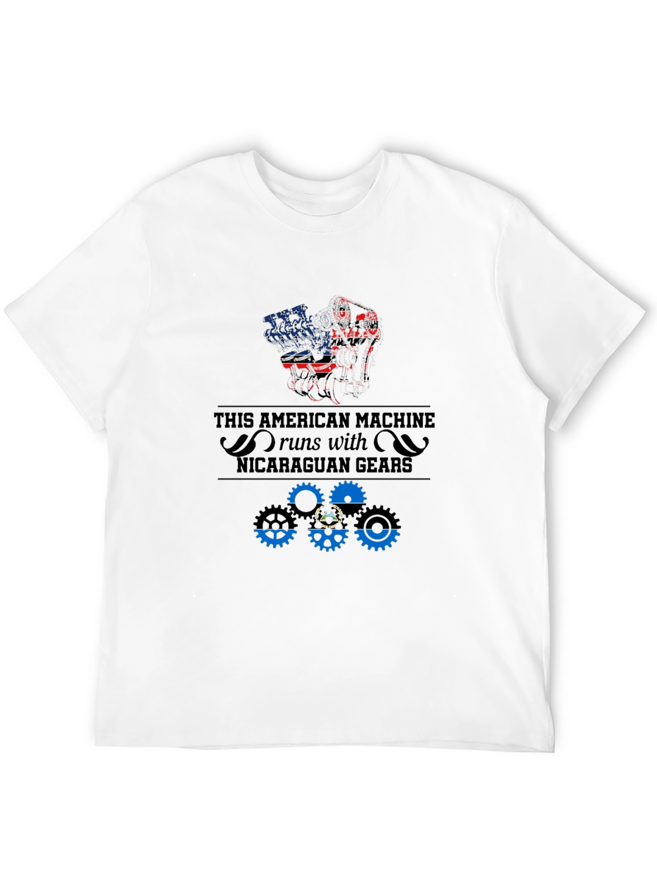 Black American Machine Nicaragua Gears T-Shirt view 12
