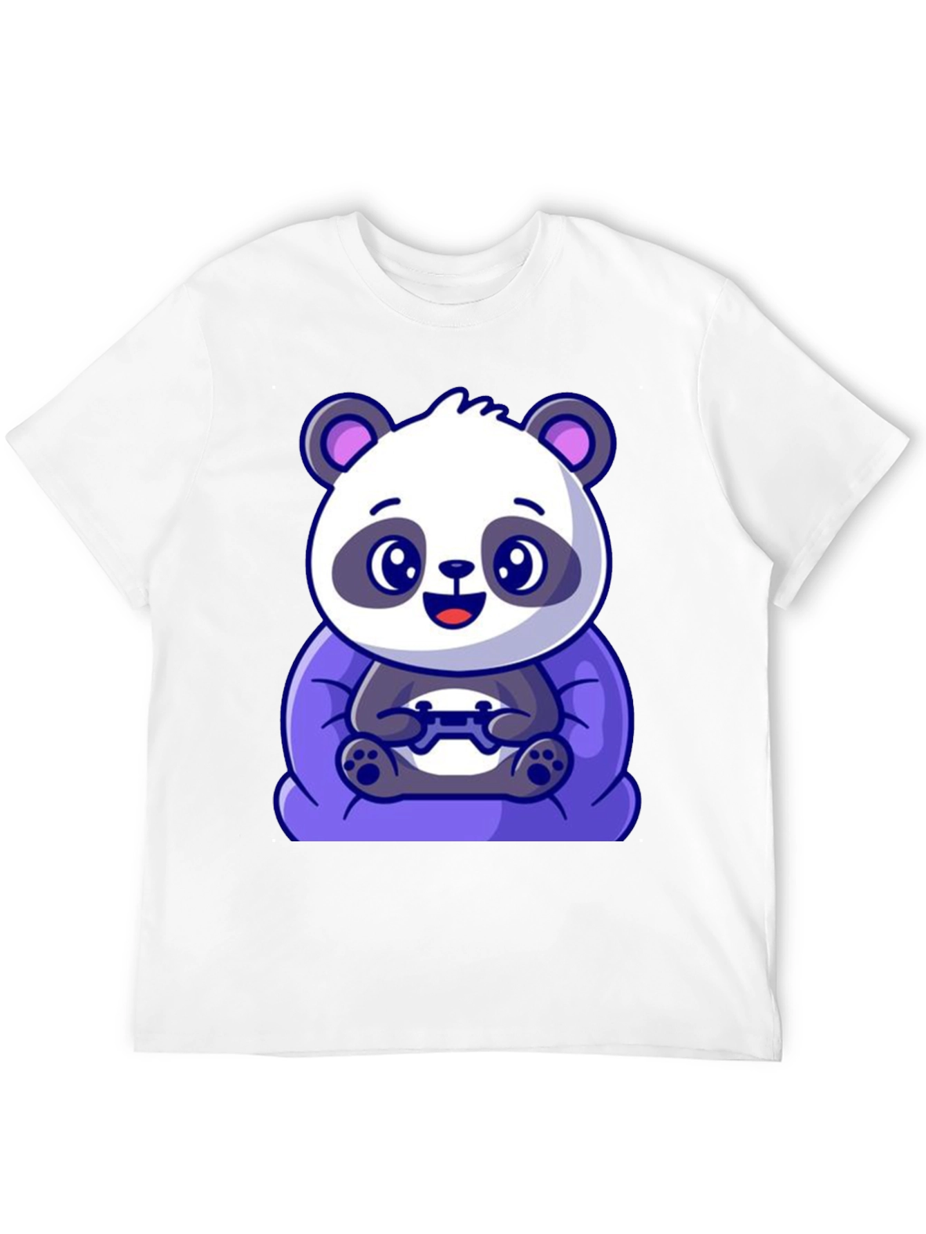 Black Cute Gamer Panda T-Shirt - Black Cotton Tee view 12