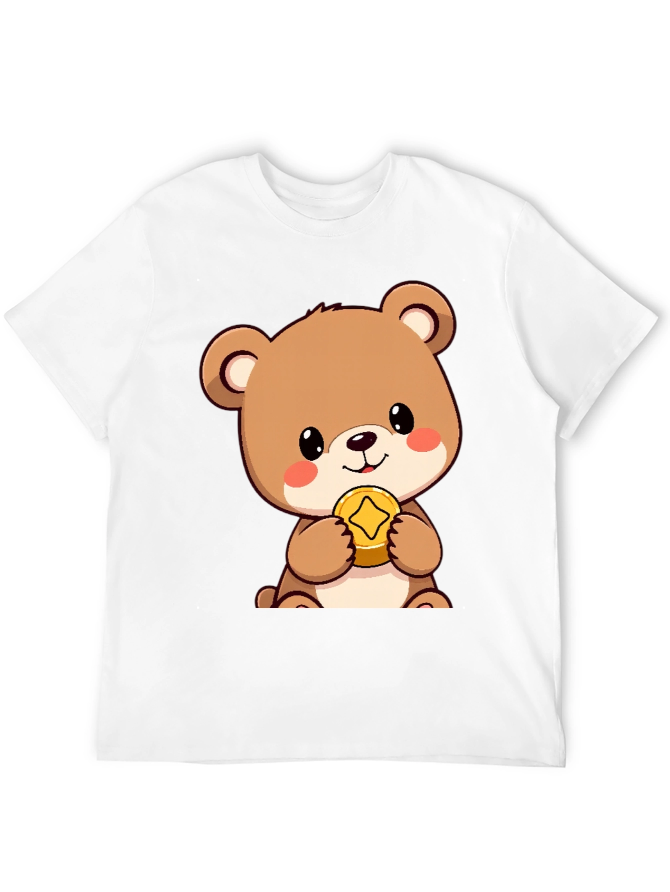 Black Cute Bear with Coin Black T-Shirt view 12