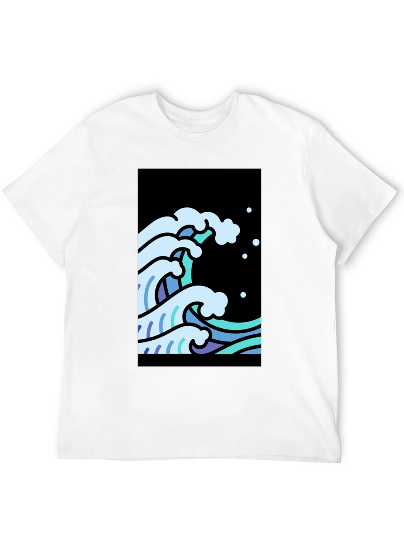 Black Cool Waves Graphic Tee - Black Cotton T-Shirt view 12