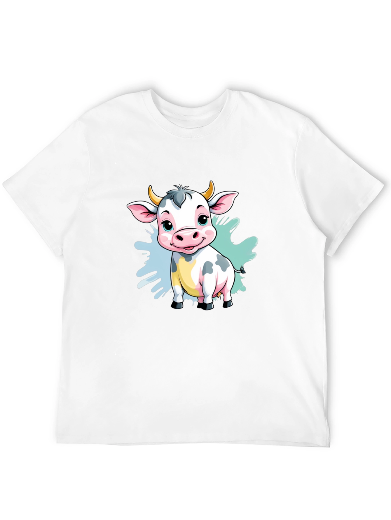 Black Cute Cartoon Cow Black T-Shirt view 12