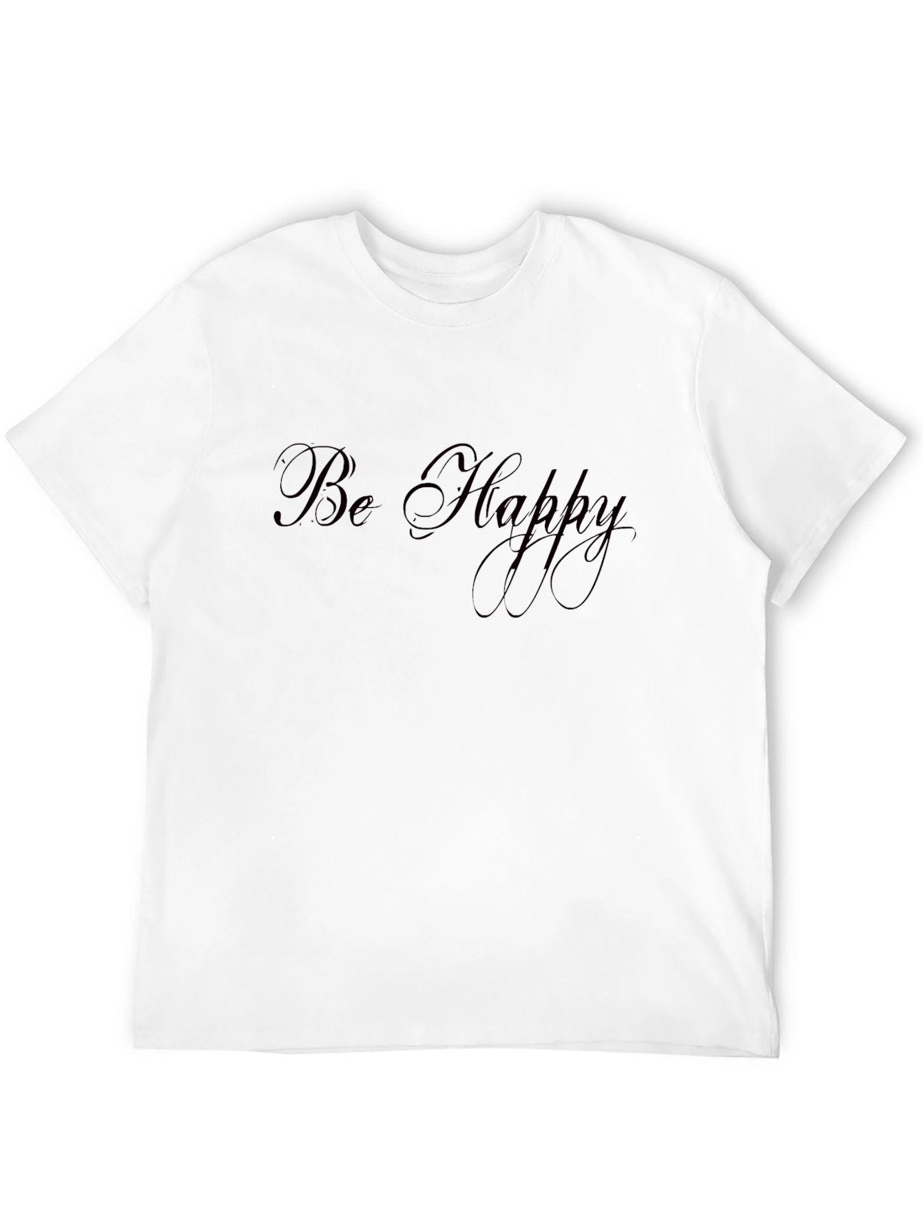 Black Be Happy Black Graphic T-Shirt view 12