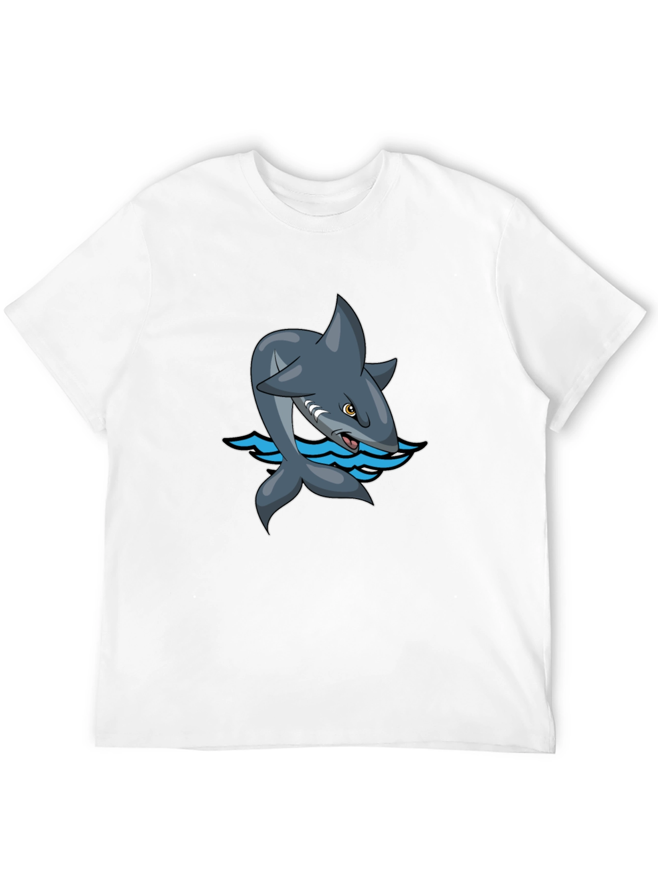 Black Cartoon Shark Graphic Tee - Black Cotton Comfort view 12