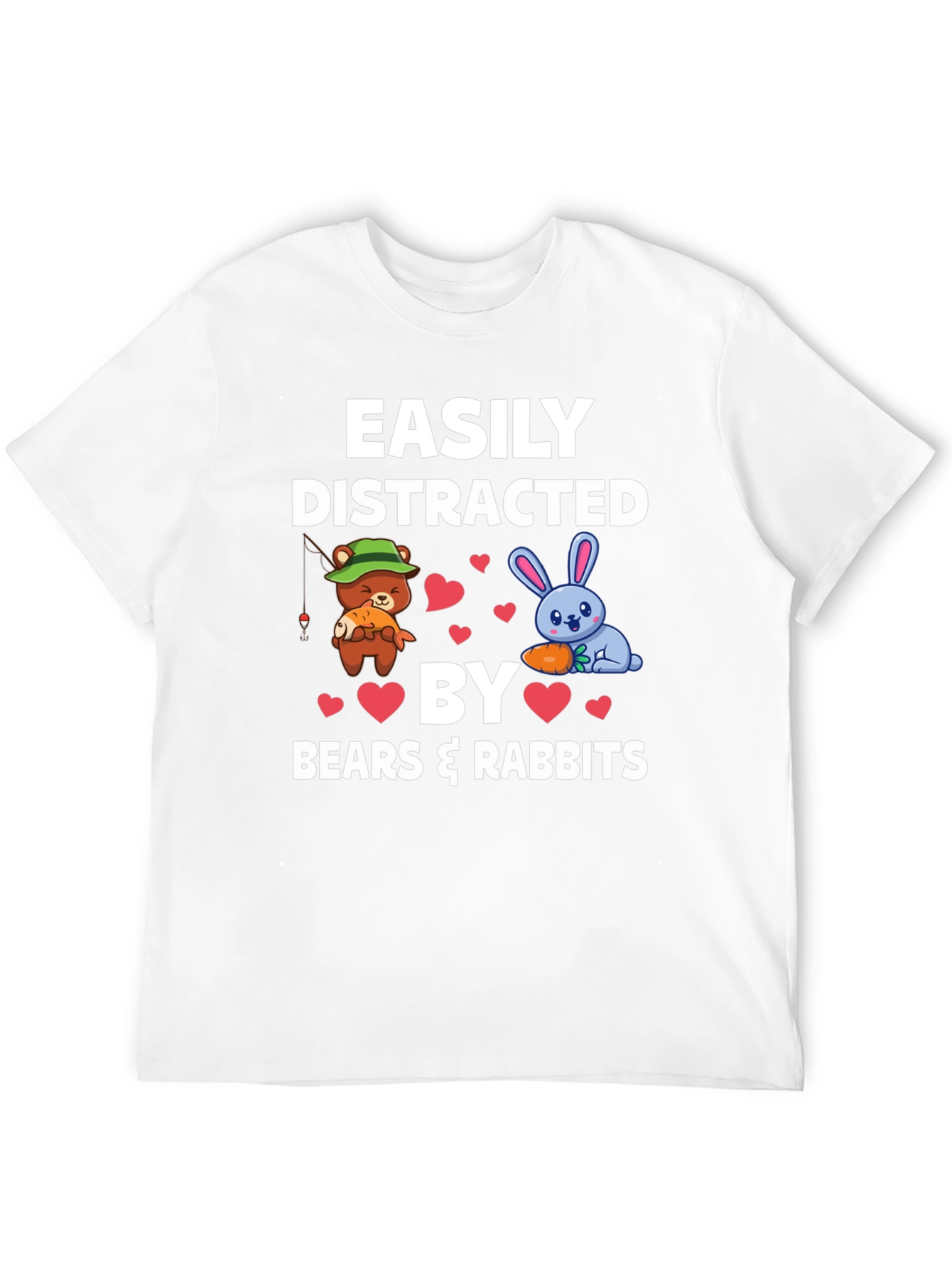 Black Easily Distracted by Bears & Rabbits T-Shirt view 12