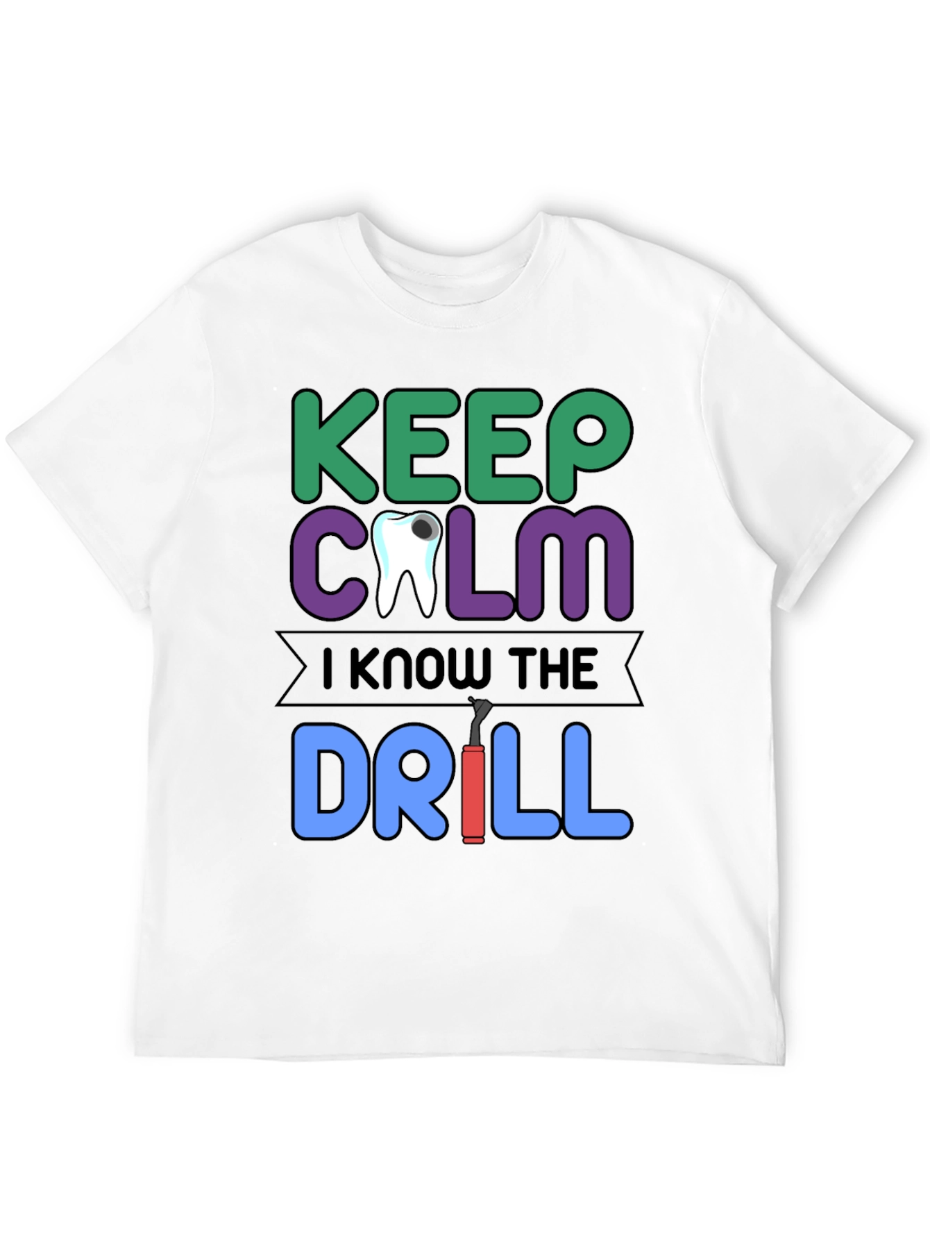 Black Keep Calm Dentist T-Shirt Funny Dental Drill Tee view 12