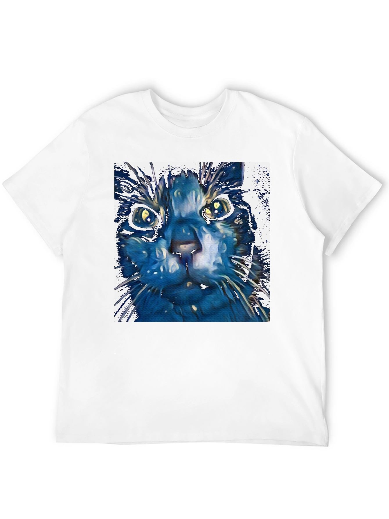 Black Abstract Cat Art Print Black T-Shirt view 12