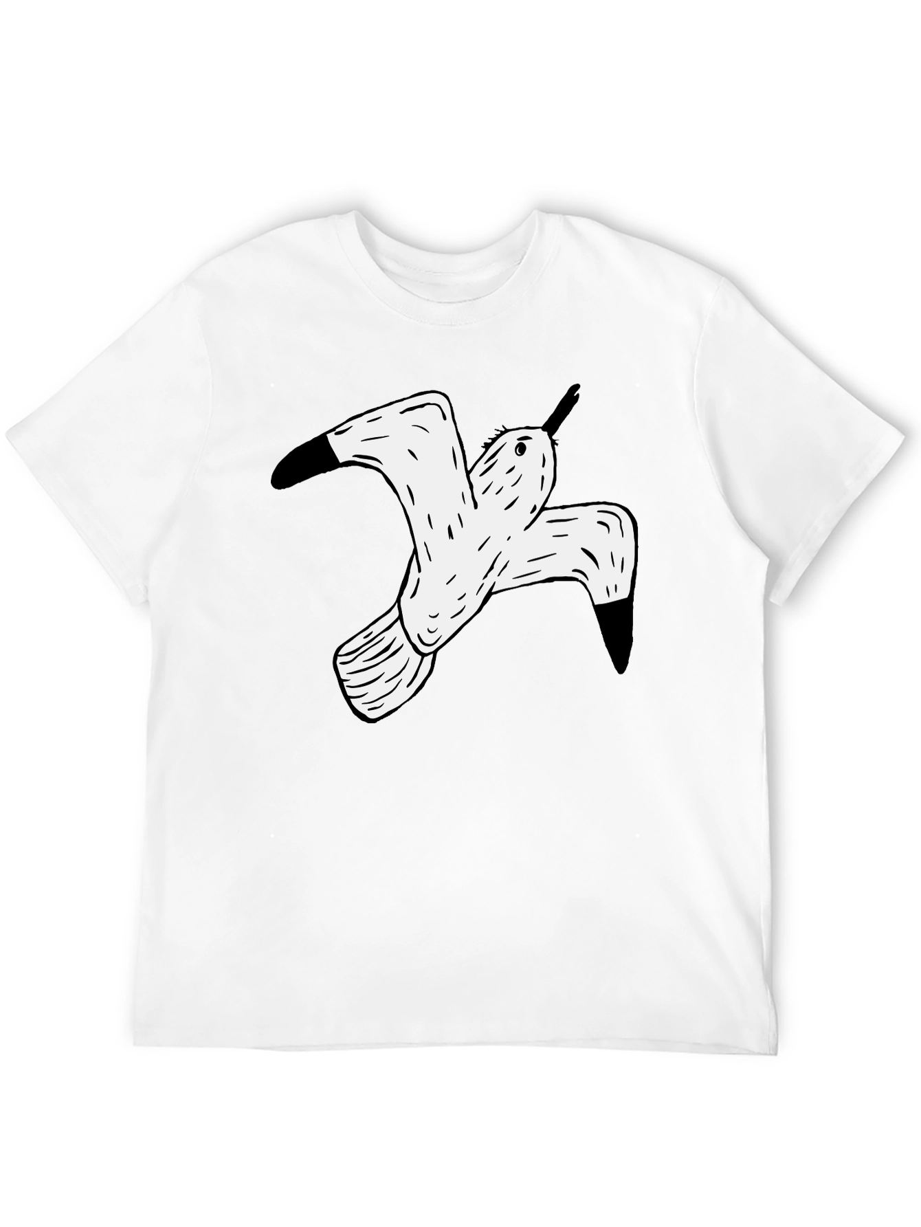 Black Black T-Shirt with White Flying Bird Graphic view 12