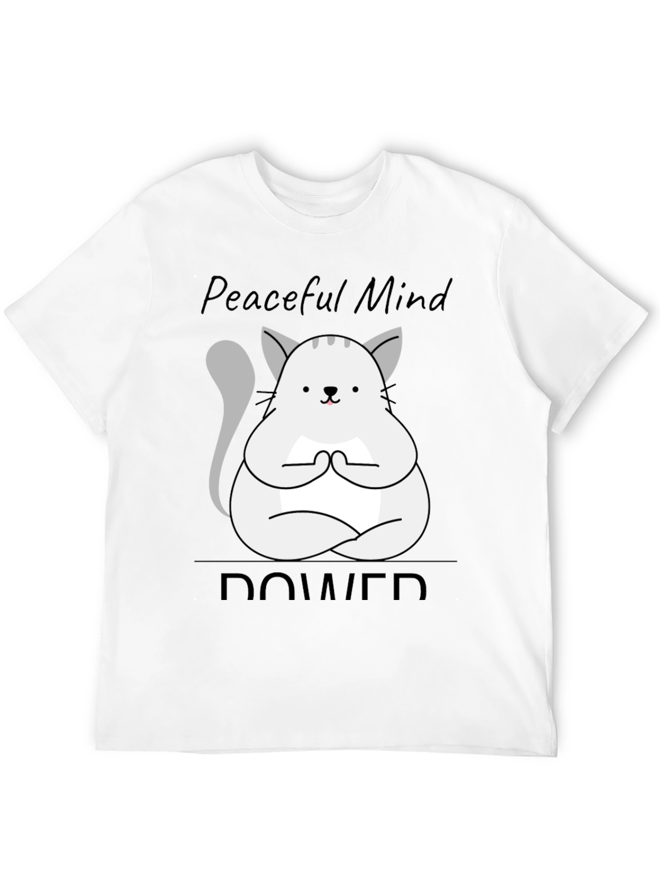 Black Peaceful Mind Power Cat T-Shirt view 12