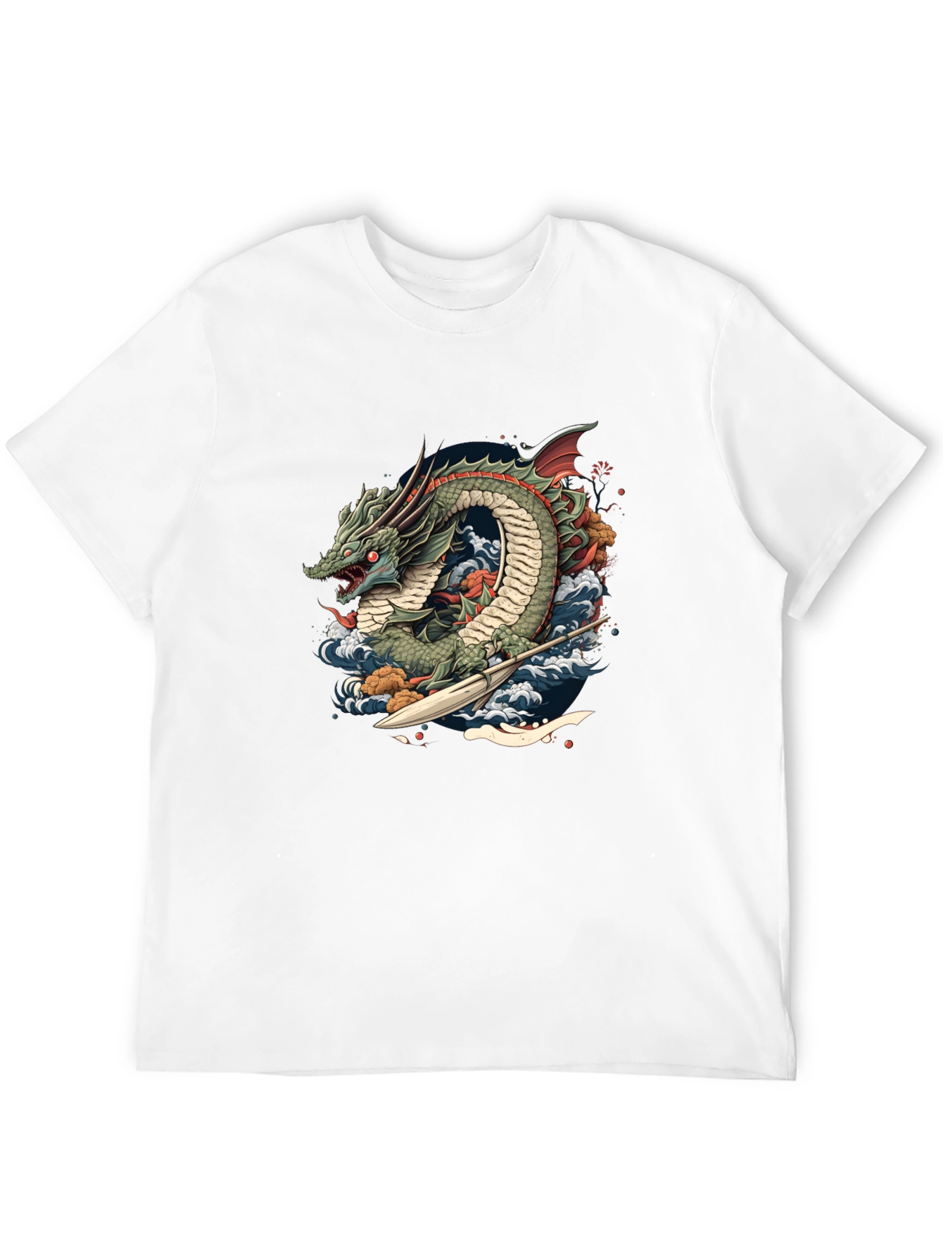 Black Dragon Wave T-Shirt - Unique Graphic Tee view 12