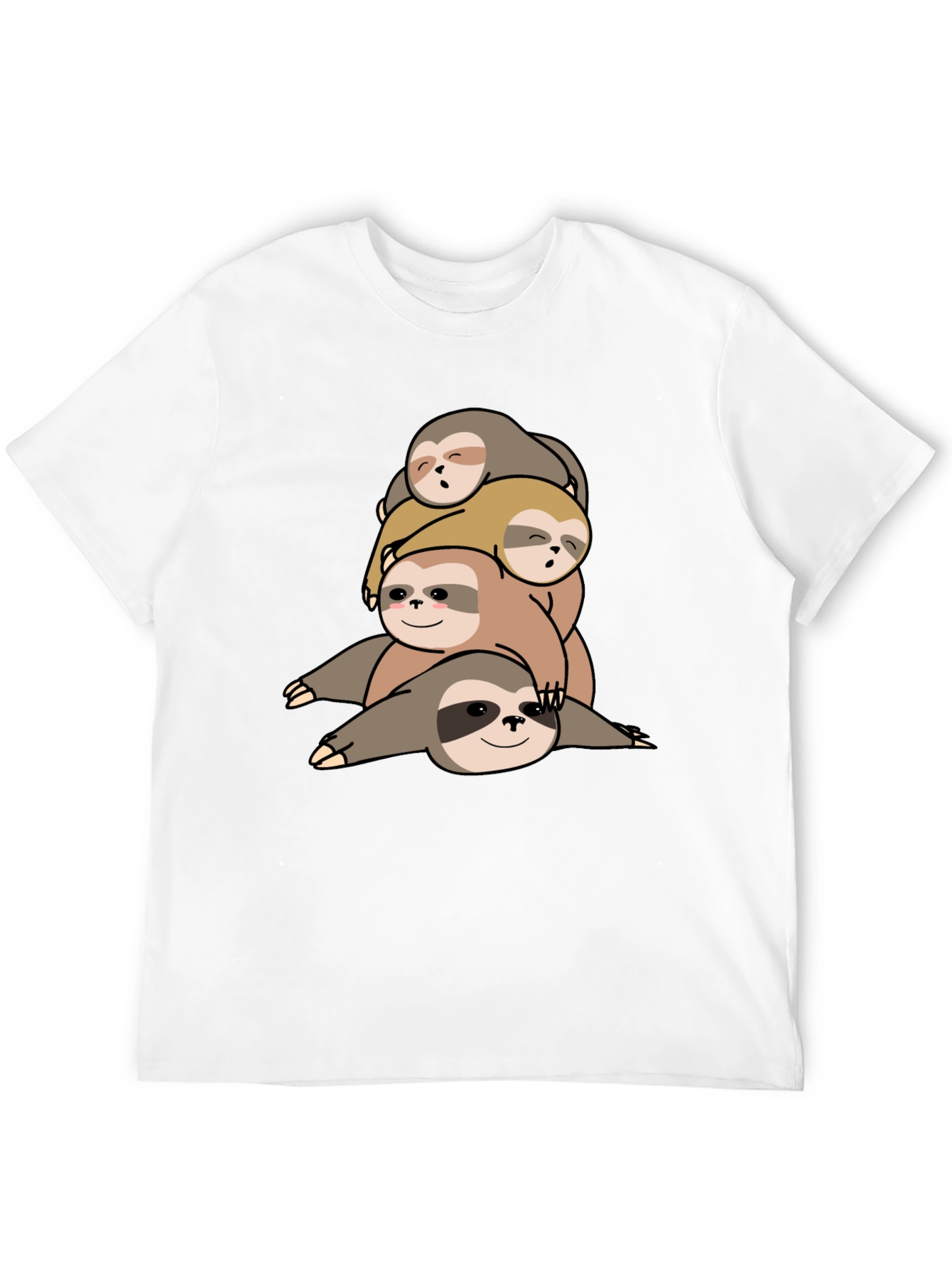 Black Stacked Sloth Graphic Tee - Comfy Men's T-Shirt view 12