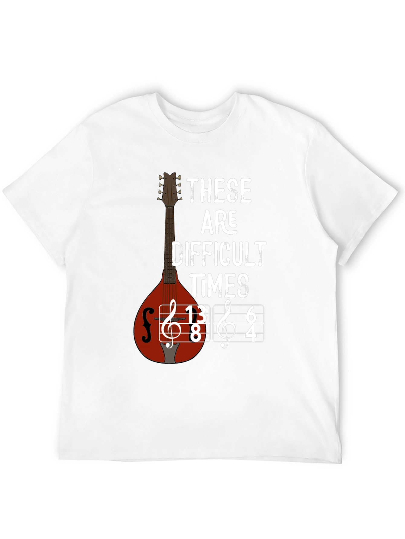 Black Difficult Times Music T-Shirt - Mandolin Graphic Tee view 12