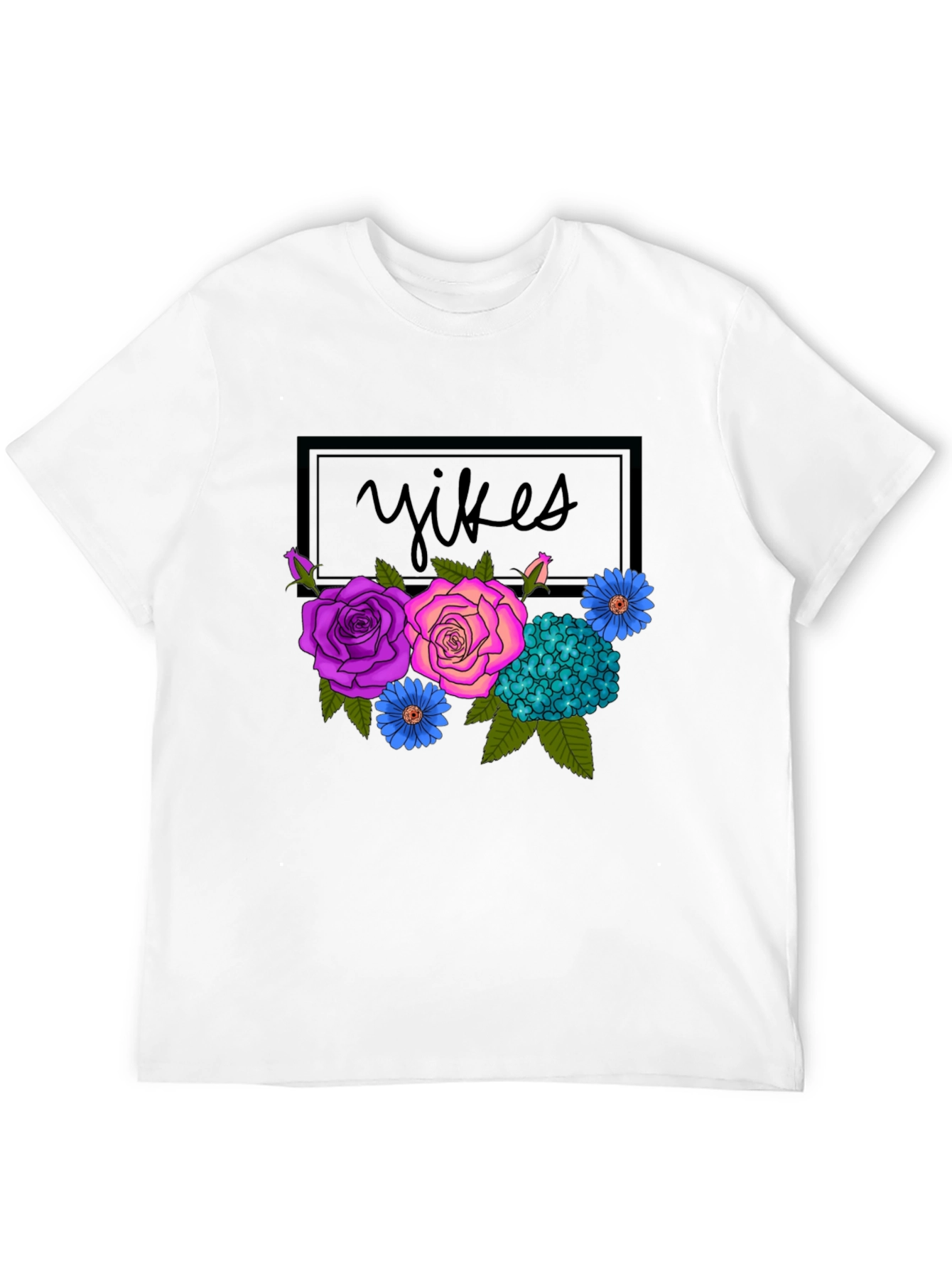 Black Floral Yikes Graphic Tee - Trendy & Unique! view 12