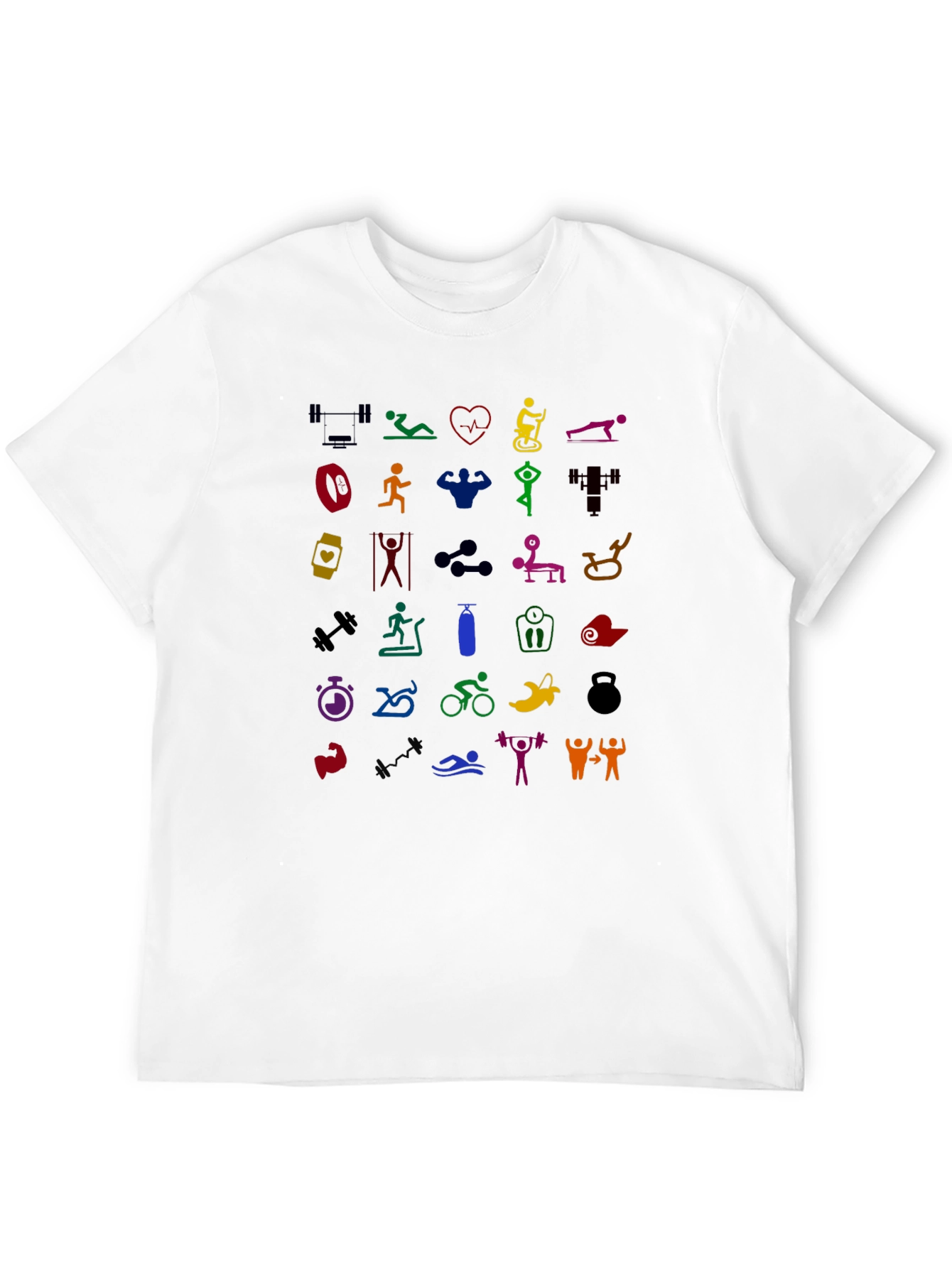 Black Colorful Fitness Icons T-Shirt view 12