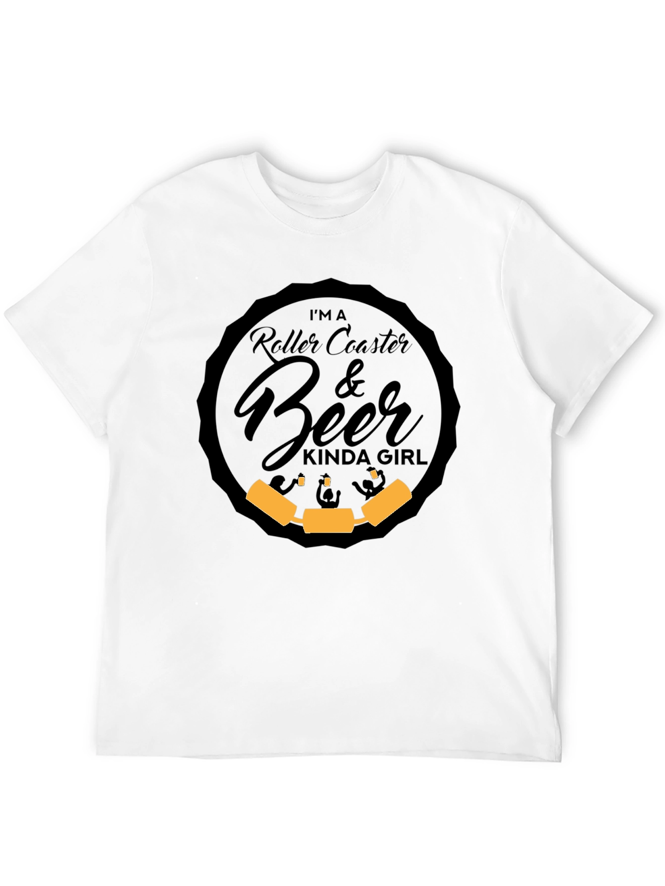 Black Roller Coaster & Beer Kinda Girl Graphic T-Shirt view 12