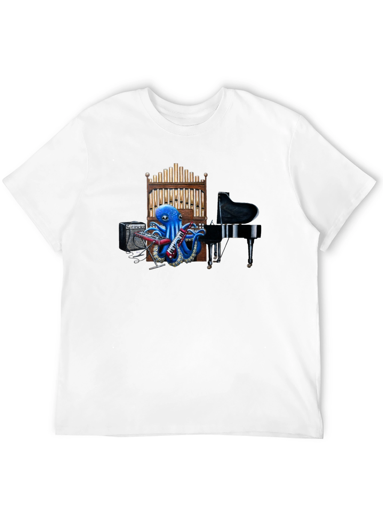 Black Octopus Musician Graphic Tee - Black view 12